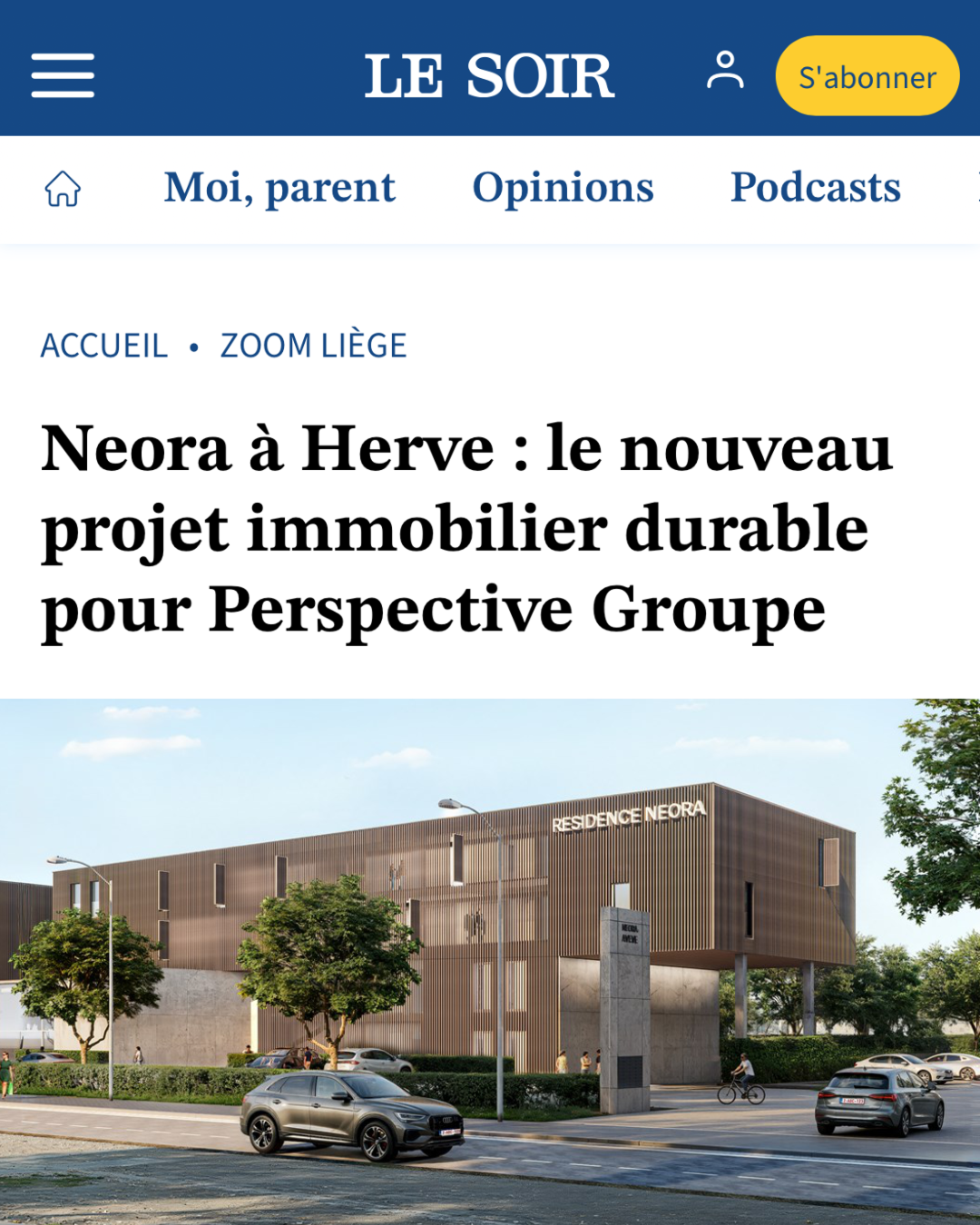 Perspective Groupe Facebook ad: Nouvelle résidence au coeur de Herve