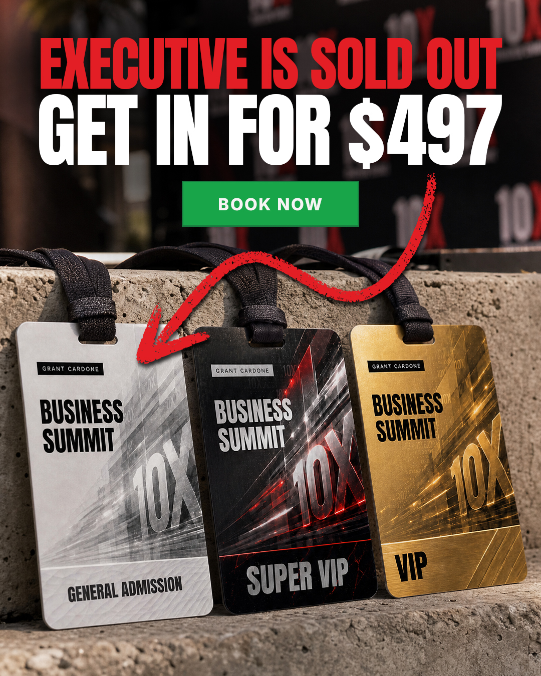 Grant Cardone Facebook ad: $1,000 Seat. $497 Right Now.