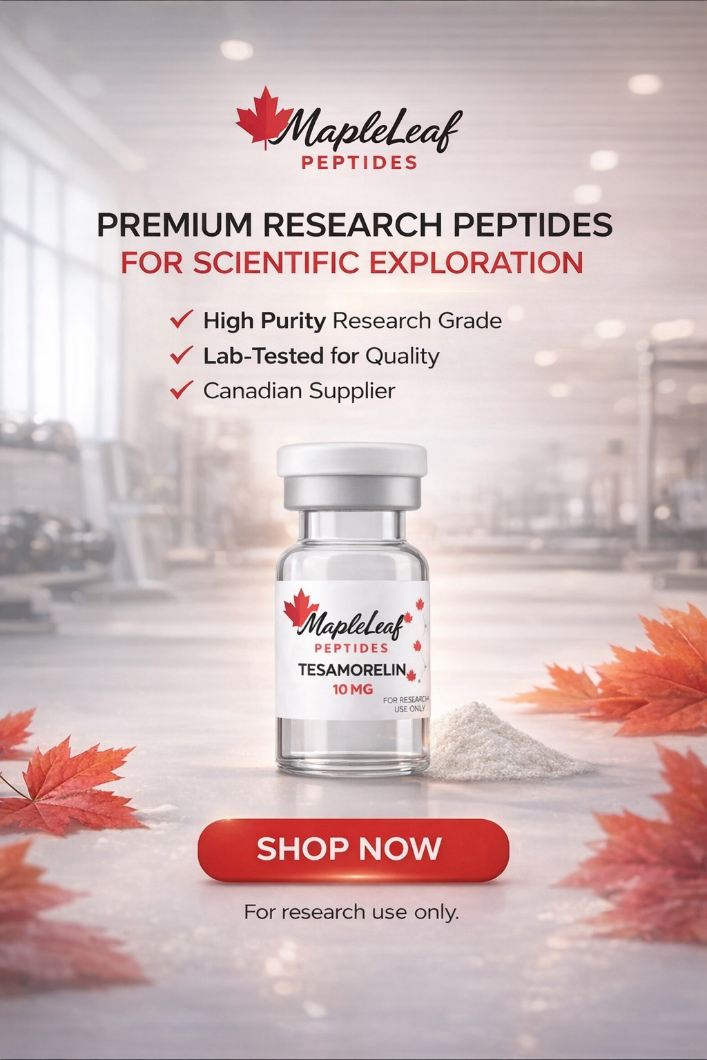 Maple Leaf Peptides Facebook ad: Canada's premier research peptide supplier | 99%+ purity…