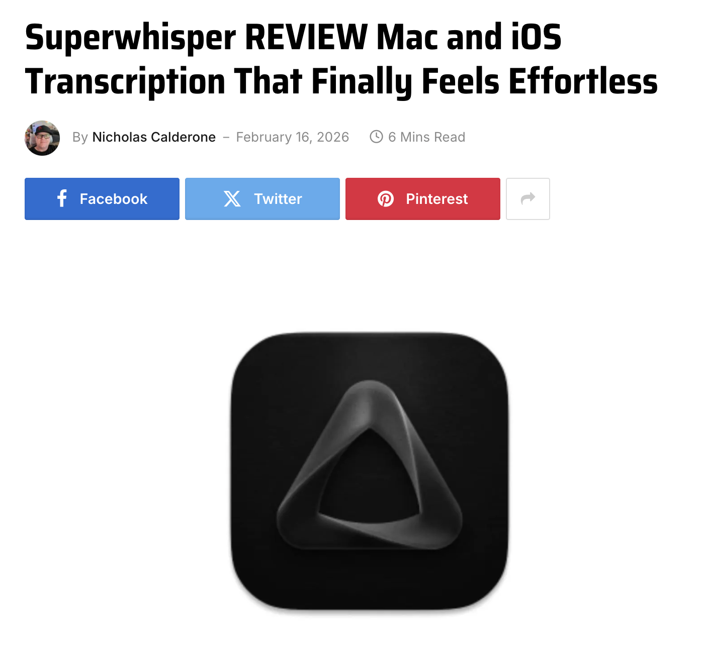 superwhisper Facebook ad: 97% Excellent Review