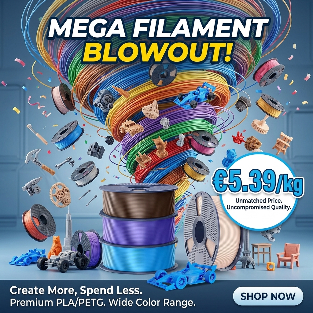 SUNLU EU Facebook ad: Premium PETG @ Just €5.39/KG!