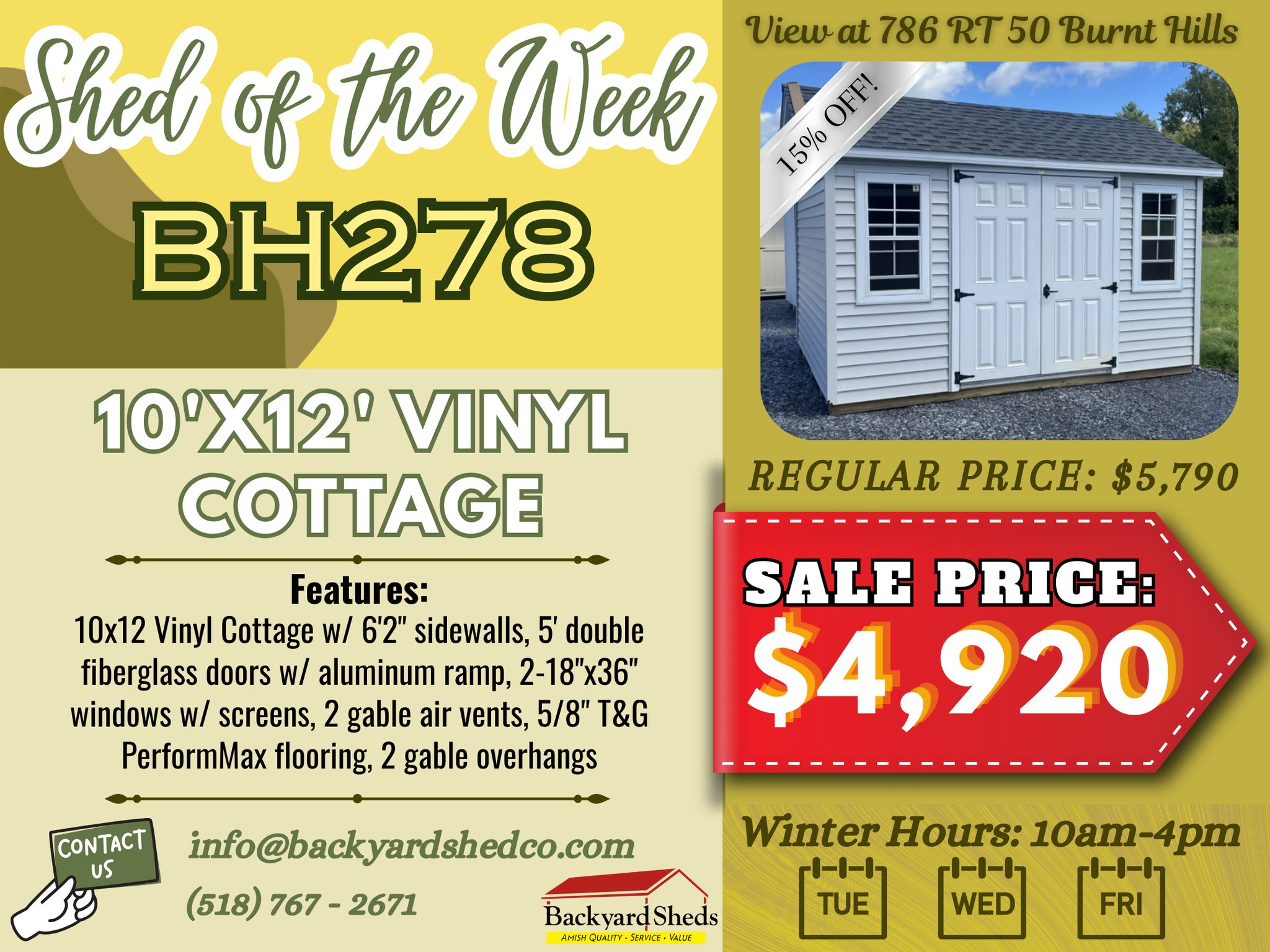 Backyard Sheds Co, Inc. Facebook ad: Here is our new shed of the week!