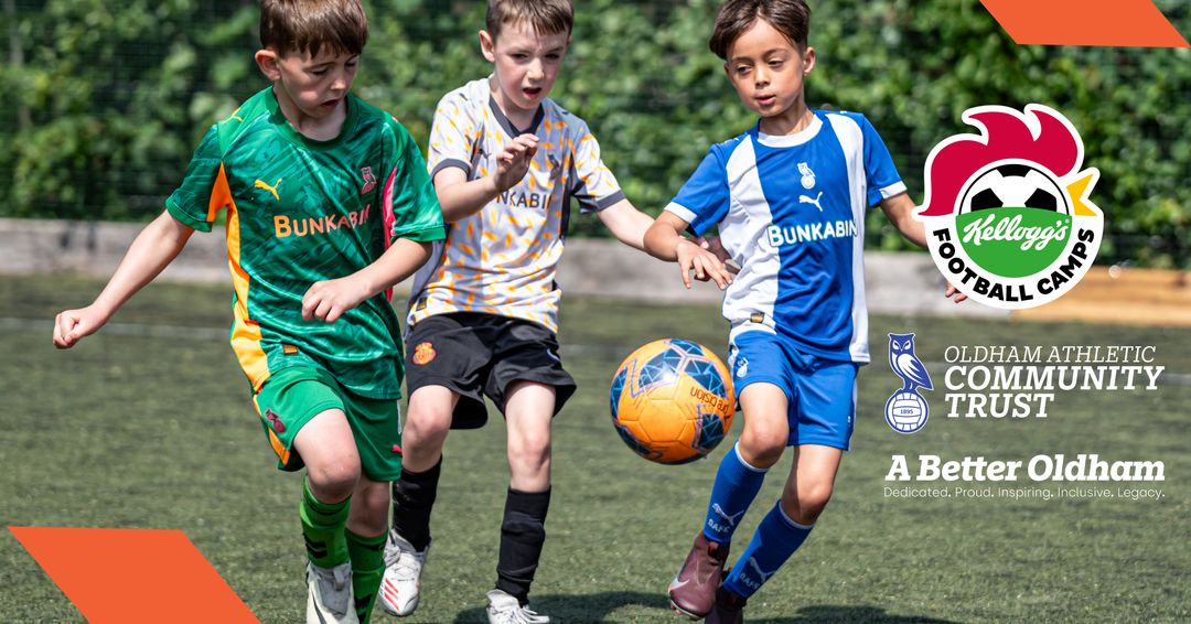 Oldham Athletic Community Trust Facebook ad: Kellogg's Football Camps in Oldham this Summer!