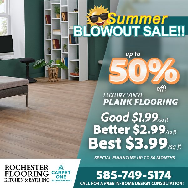 Rochester Flooring Kitchen & Bath Facebook ad: Luxury Vinyl Flooring
