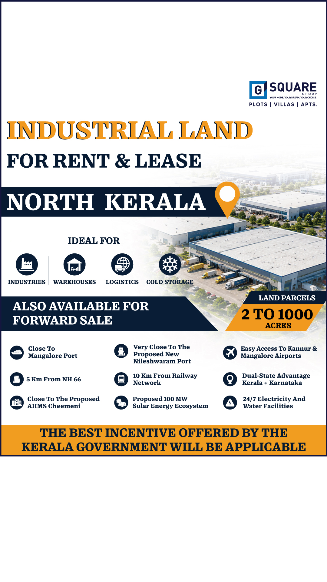 G Square Industrial Lands Facebook ad: Industrial Land for Rent & Lease | North Kerala