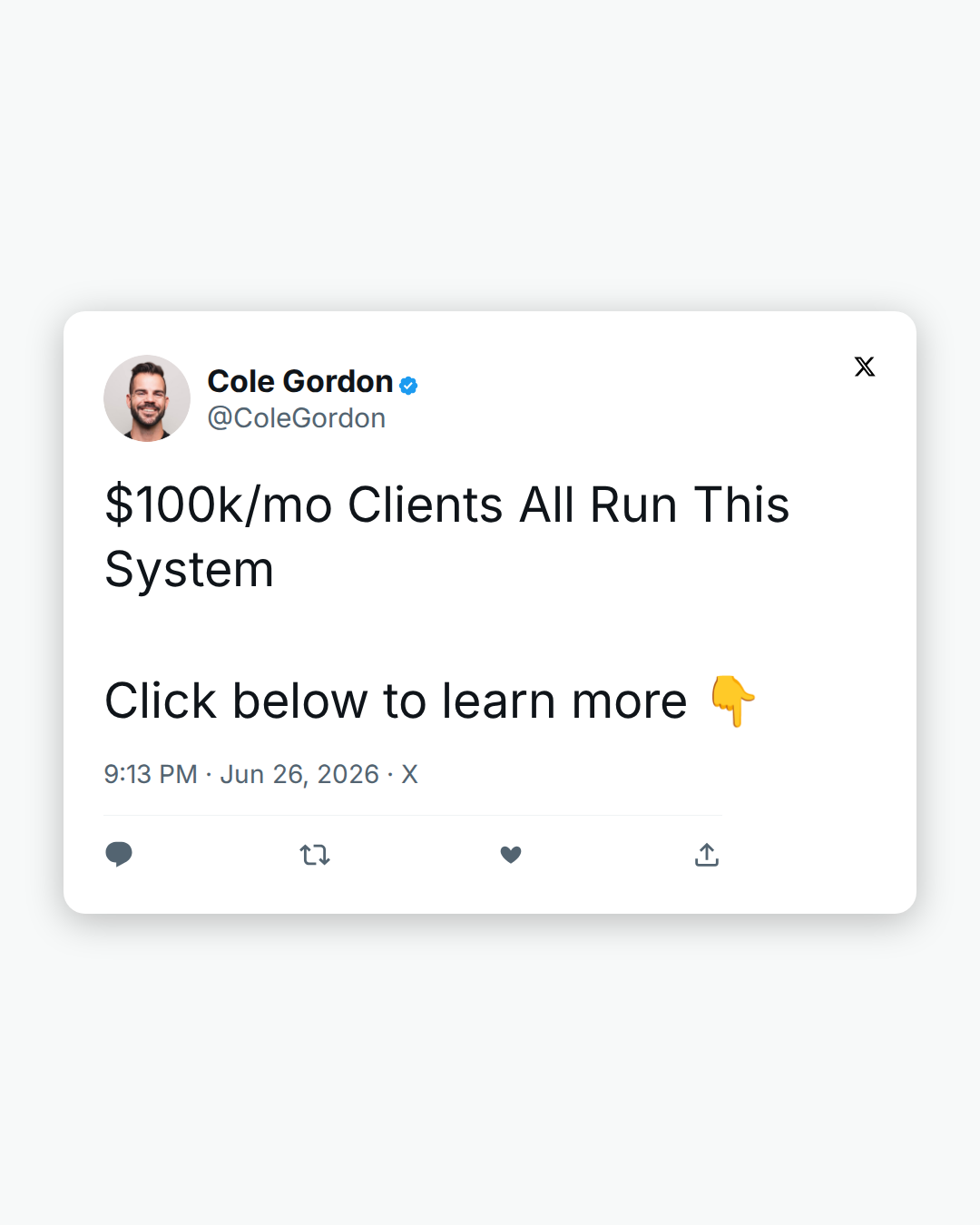 Cole Gordon Facebook ad