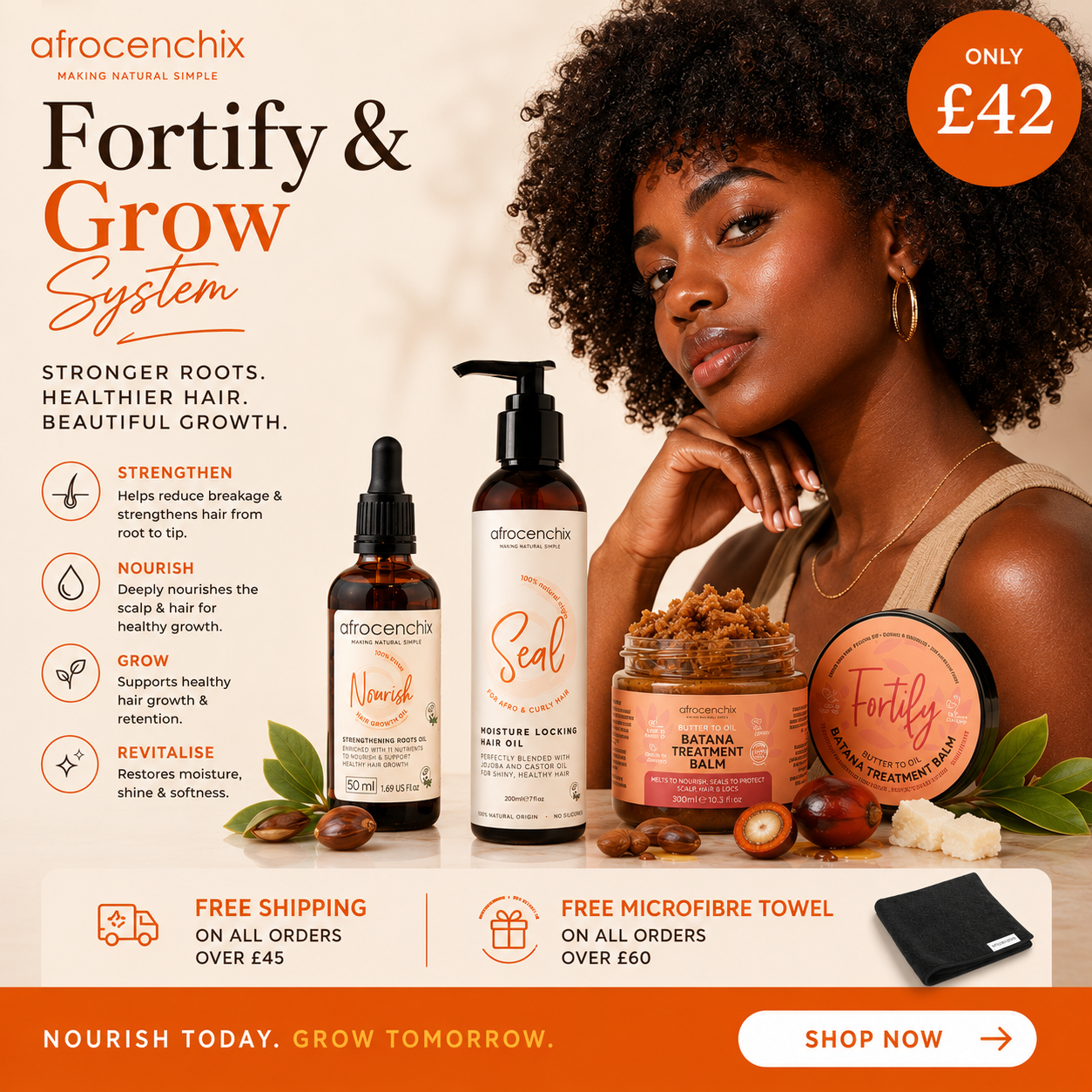 Afrocenchix Facebook ad: Fortify & Grow System, £42