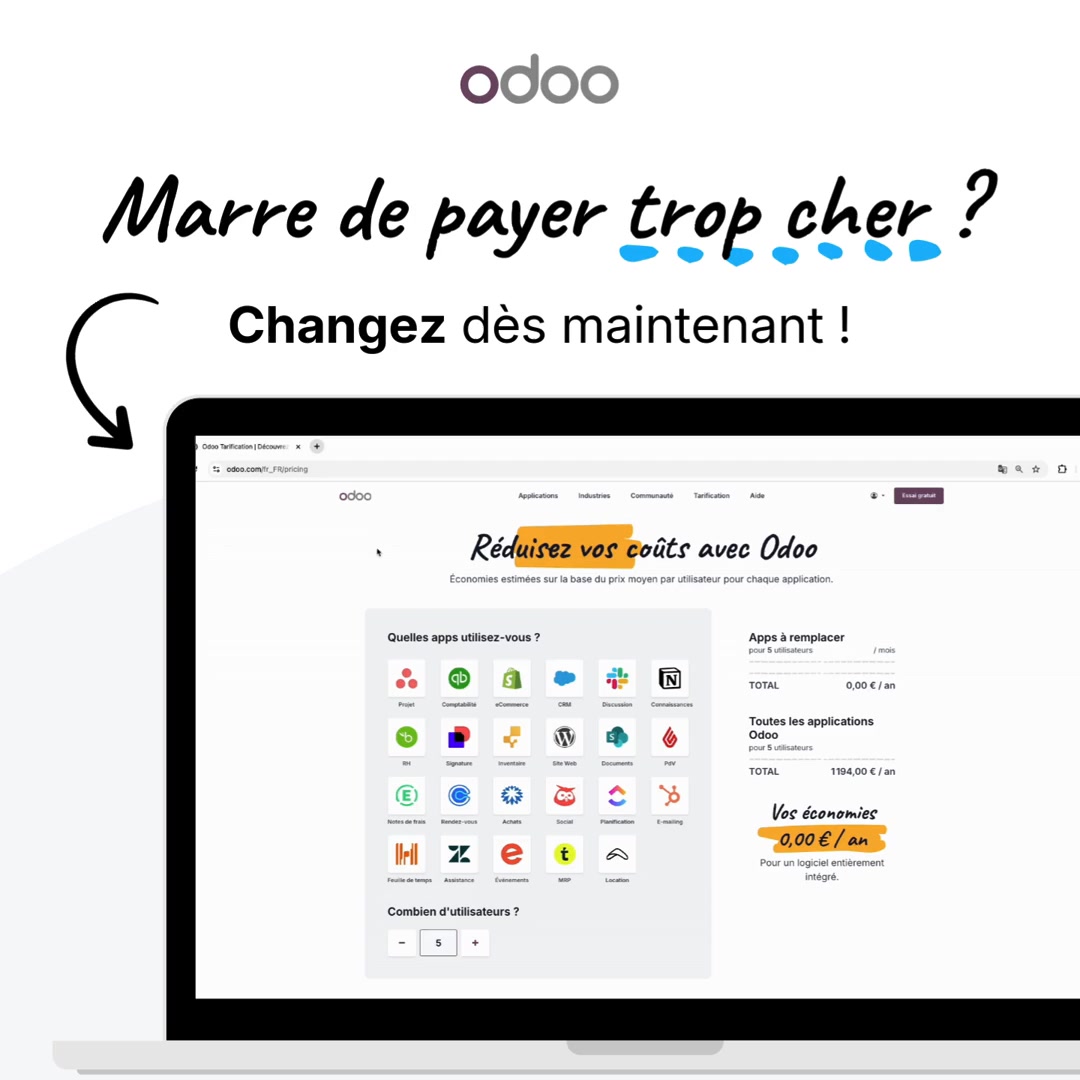 Odoo Facebook ad: 15M+ d'utilisateurs à travers le monde