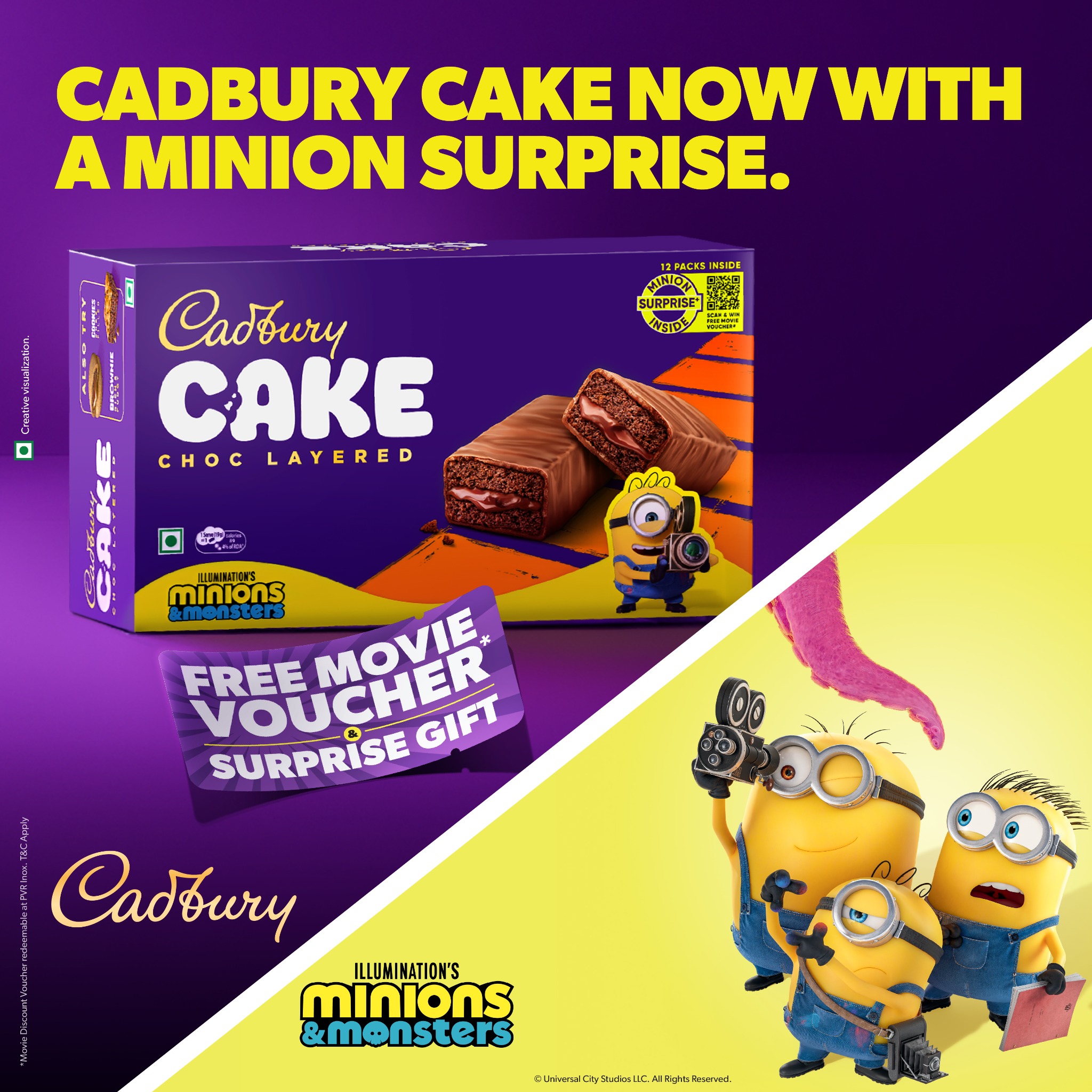 Cadbury ChocoBakes Facebook ad: Cadbury Cakes now with a Minion surprise!