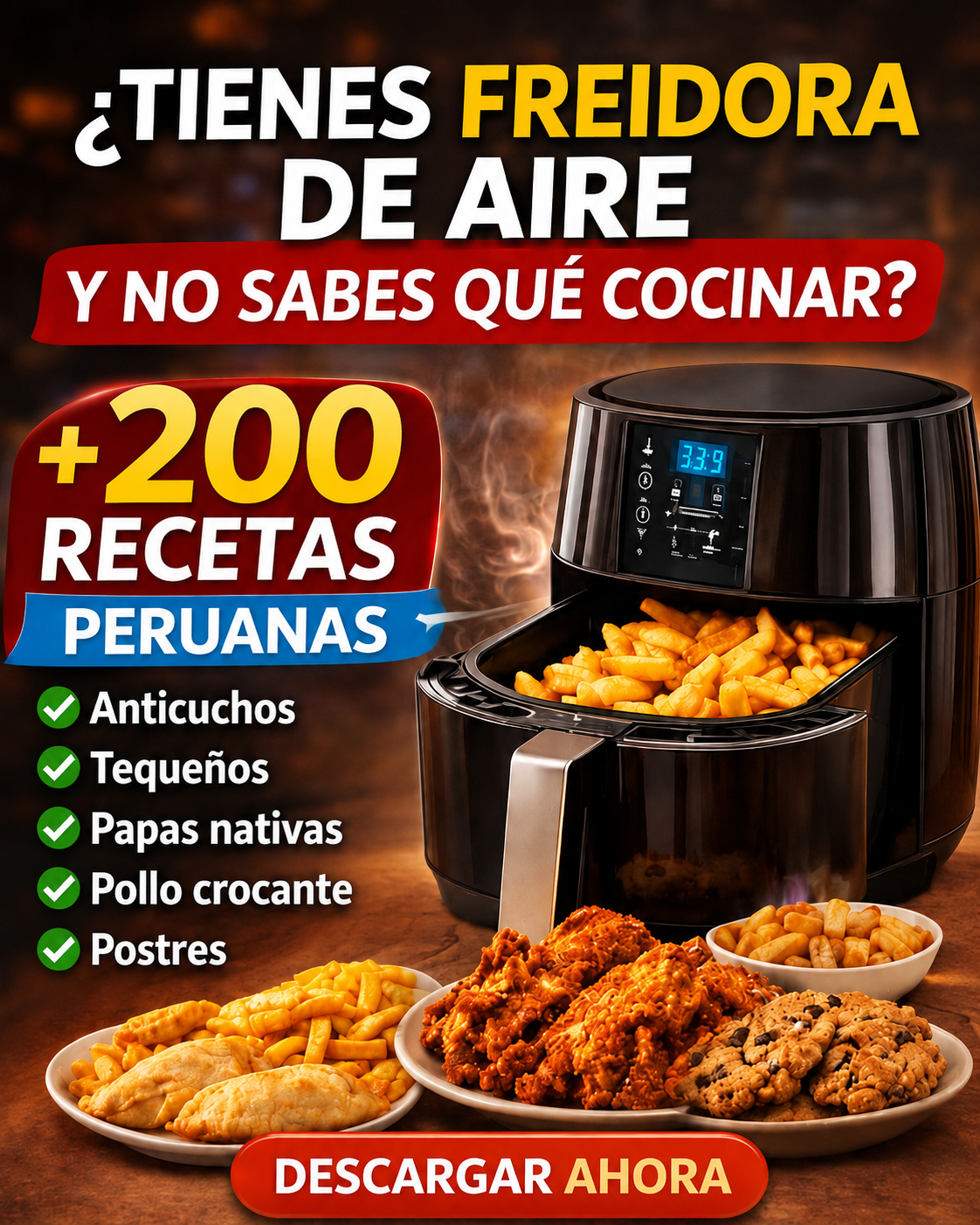 LipsFast Facebook ad: +200 Recetas para Airfryer