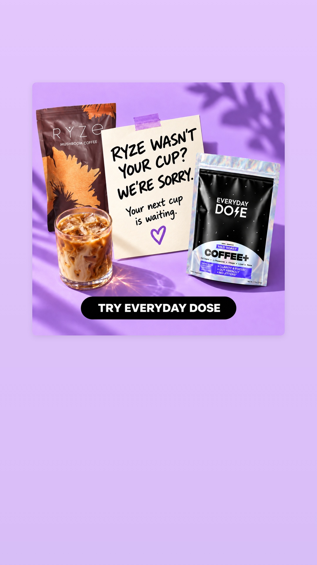 Everyday Dose Facebook ad: Pour Yourself Coffee That Does More