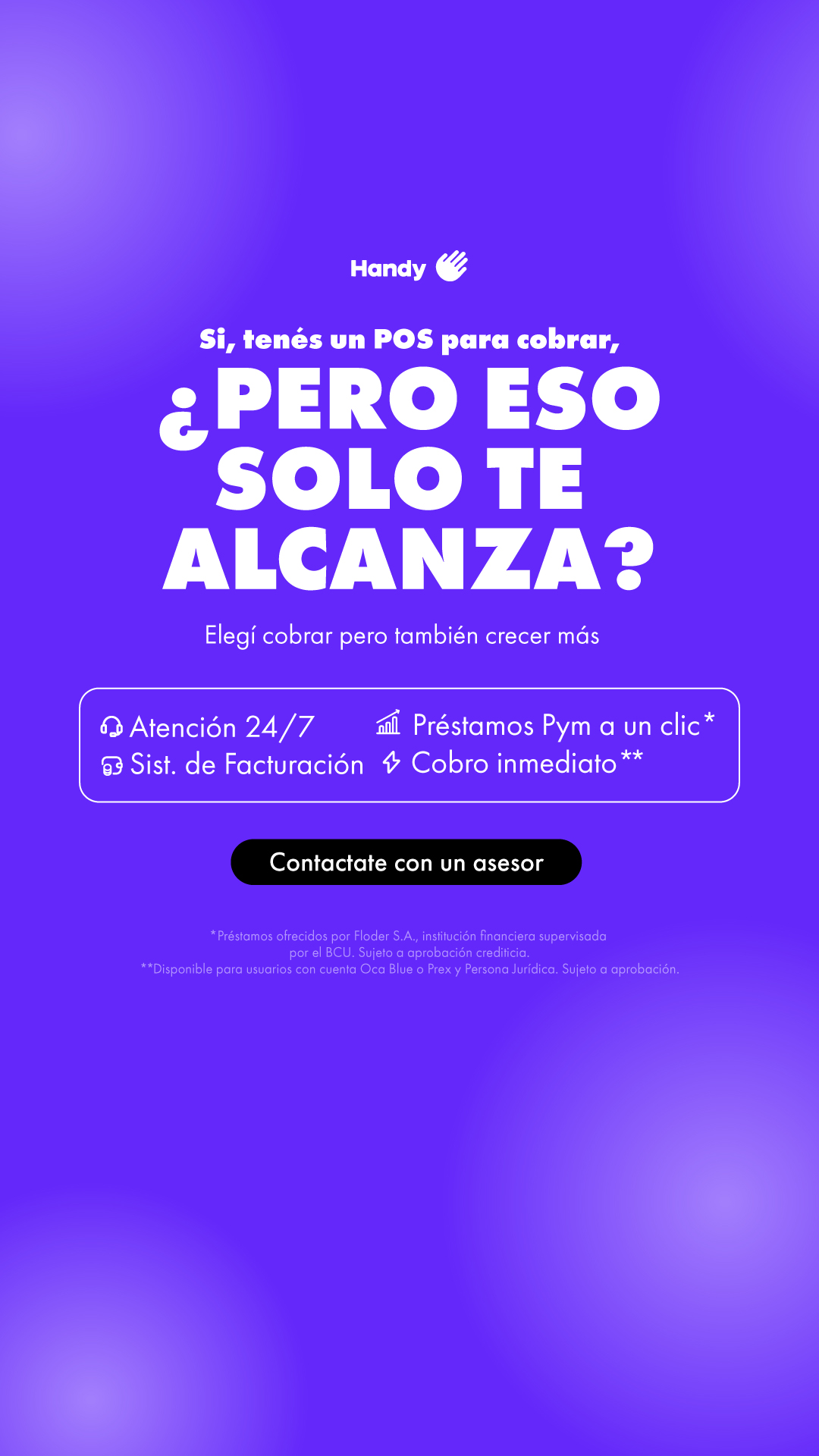 Handy Facebook ad: ¡Cobrá sin complicaciones!