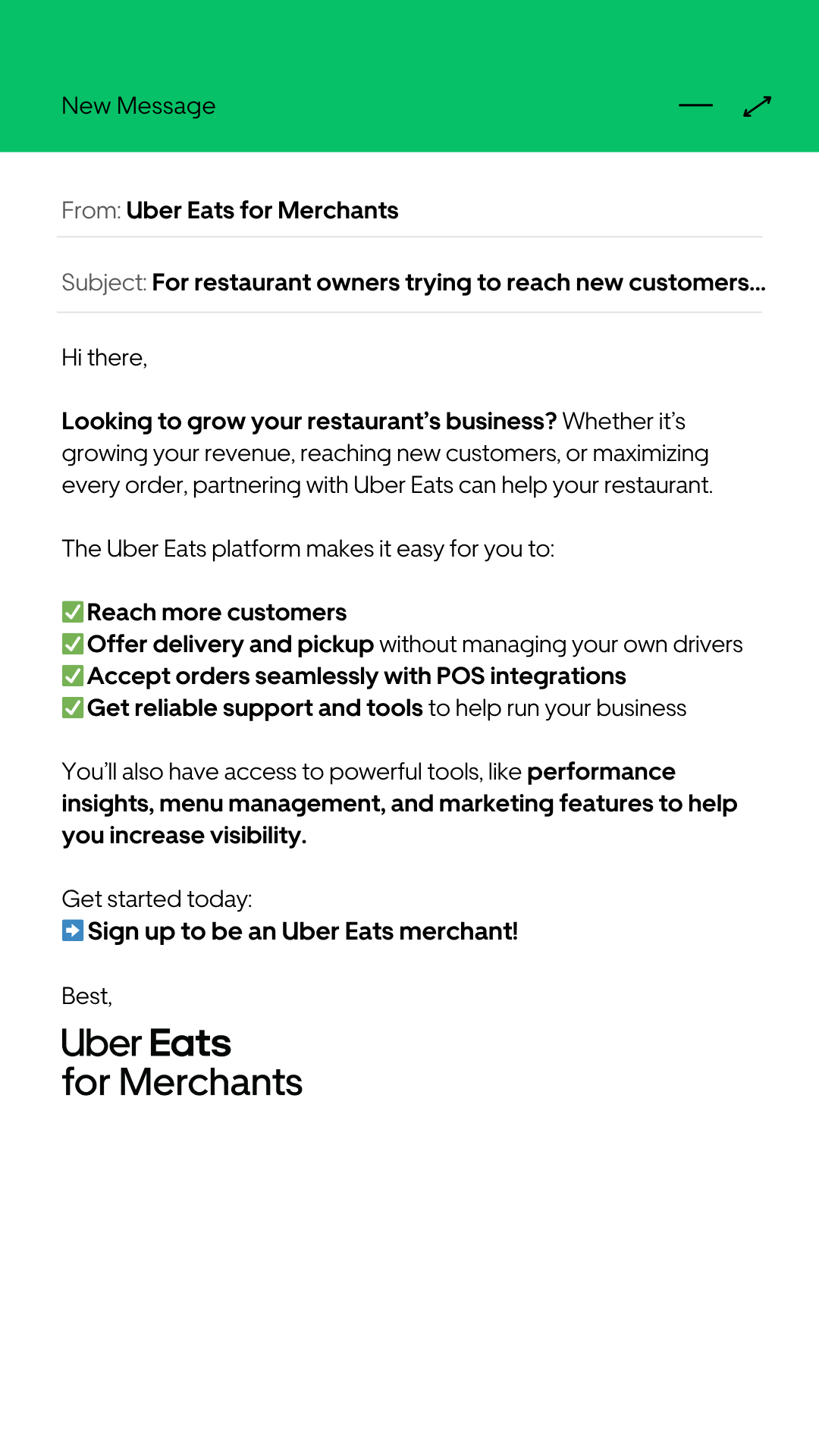 Uber Eats Facebook ad