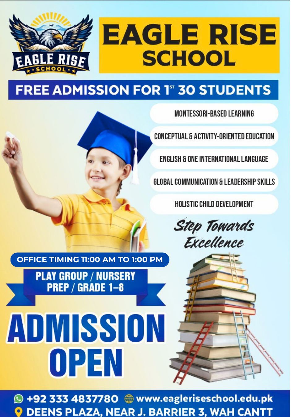 Eagle Rise School Facebook ad: ADMISSIONS OPEN, Eagle Rise School (Playgroup to Grade…
