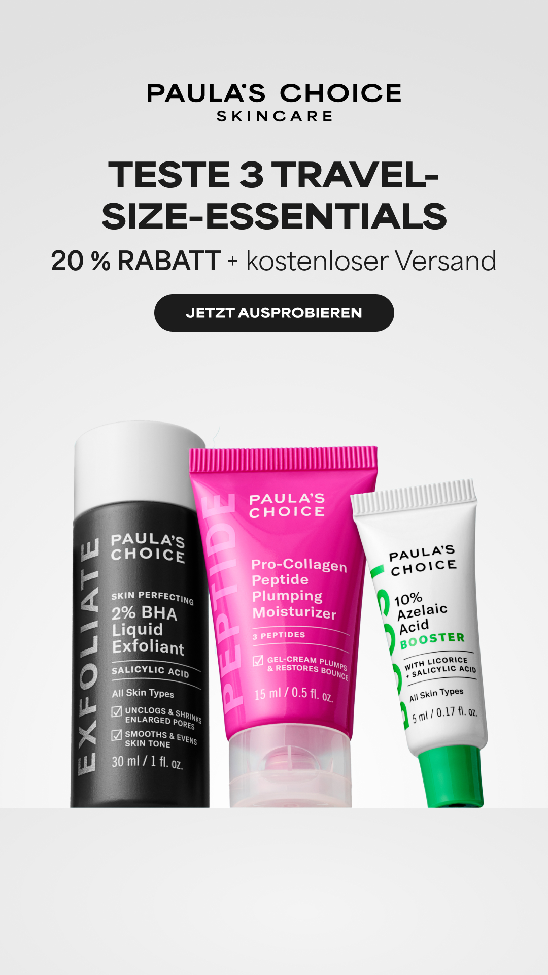 Paula's Choice Facebook ad: Spare 20% bei 3 Minis