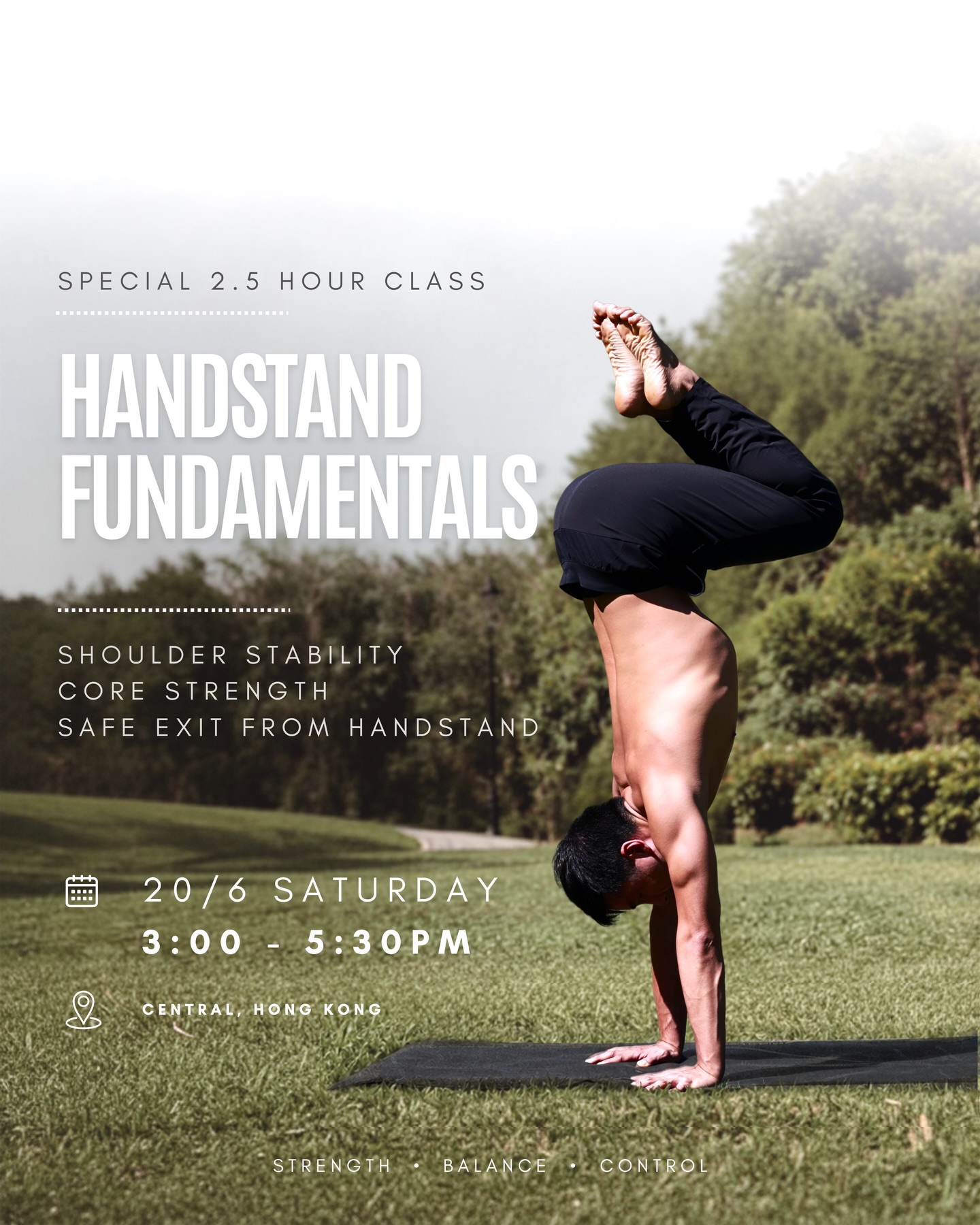 thewoodyogahk Facebook ad: Our extended Handstand Fundamentals class is back on…