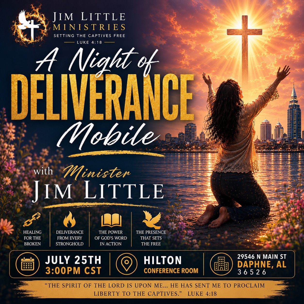 Jim Little Ministries Facebook ad: A Night of Deliverance Mobile