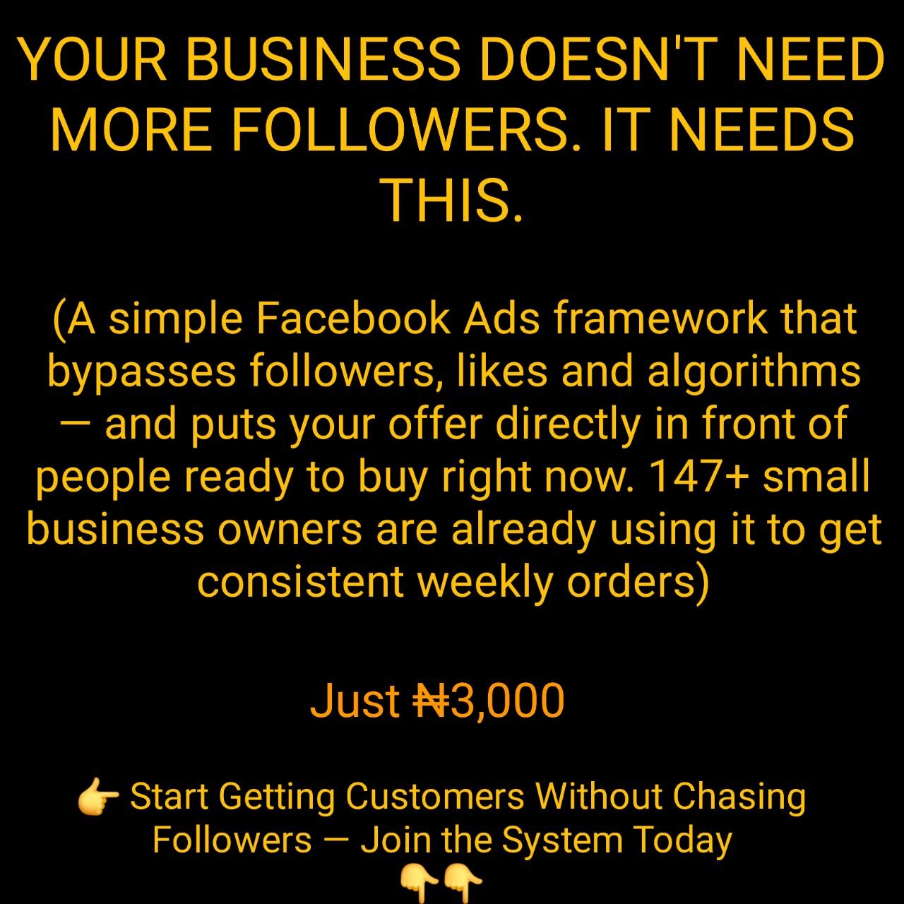 ads withsean Facebook ad: The 3 Things Vendors With Consistent Orders Every Week Are…