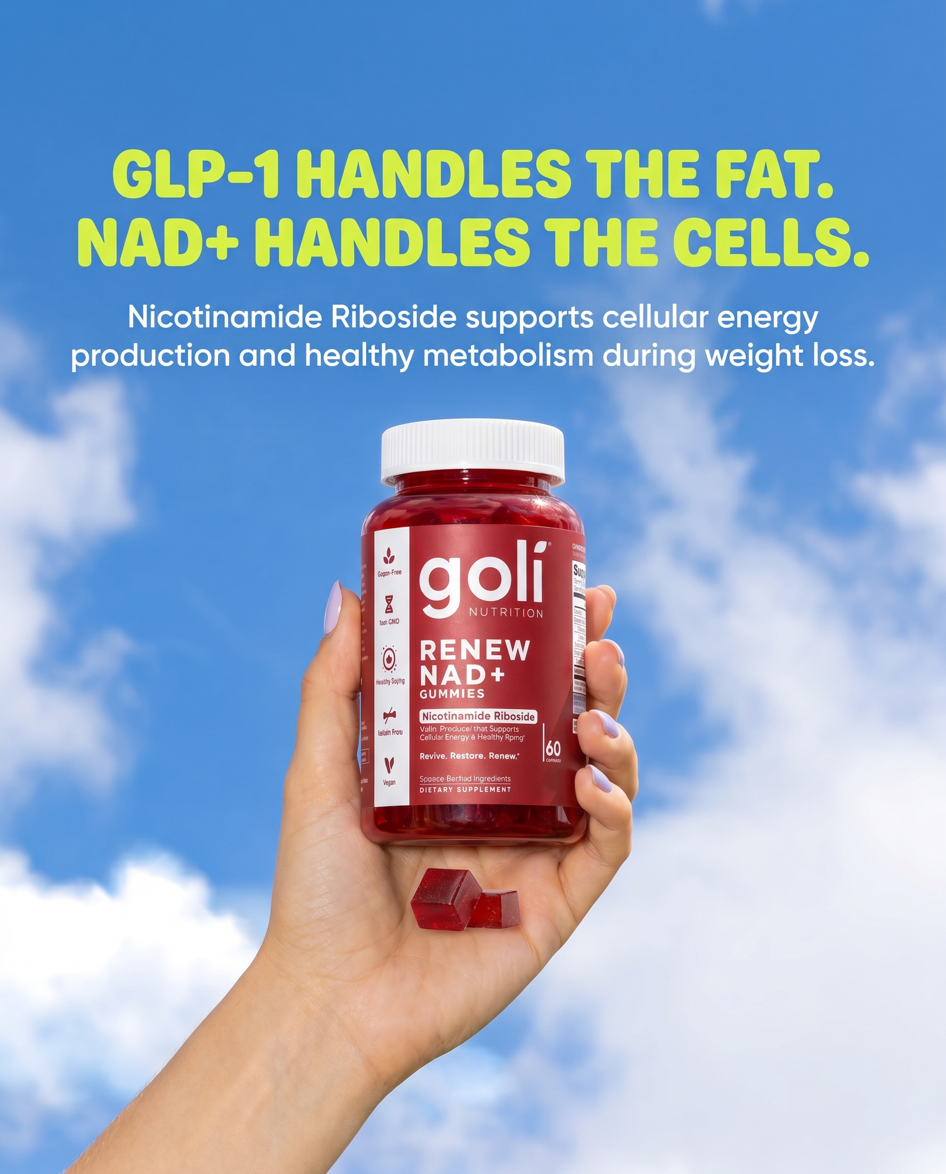Goli Facebook ad: On a GLP-1 and Running on Empty?