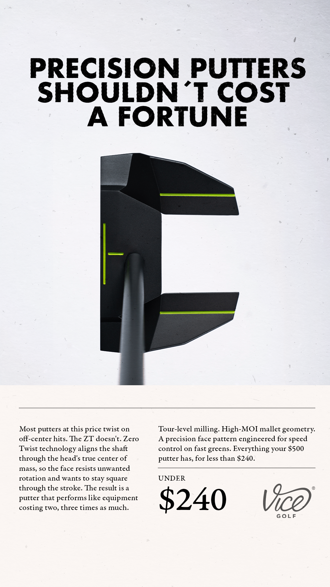 Vice Golf Facebook ad: NEW Zero Twist Putters