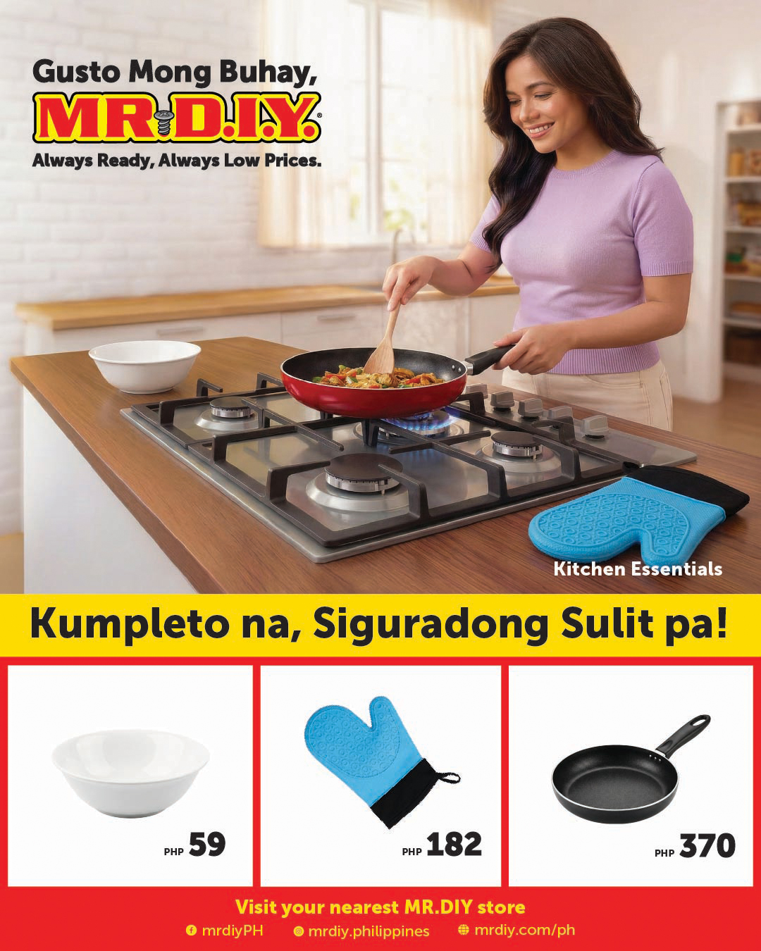 MR DIY Facebook ad: Kitchen essentials-from bowls and pans, utensils, to…