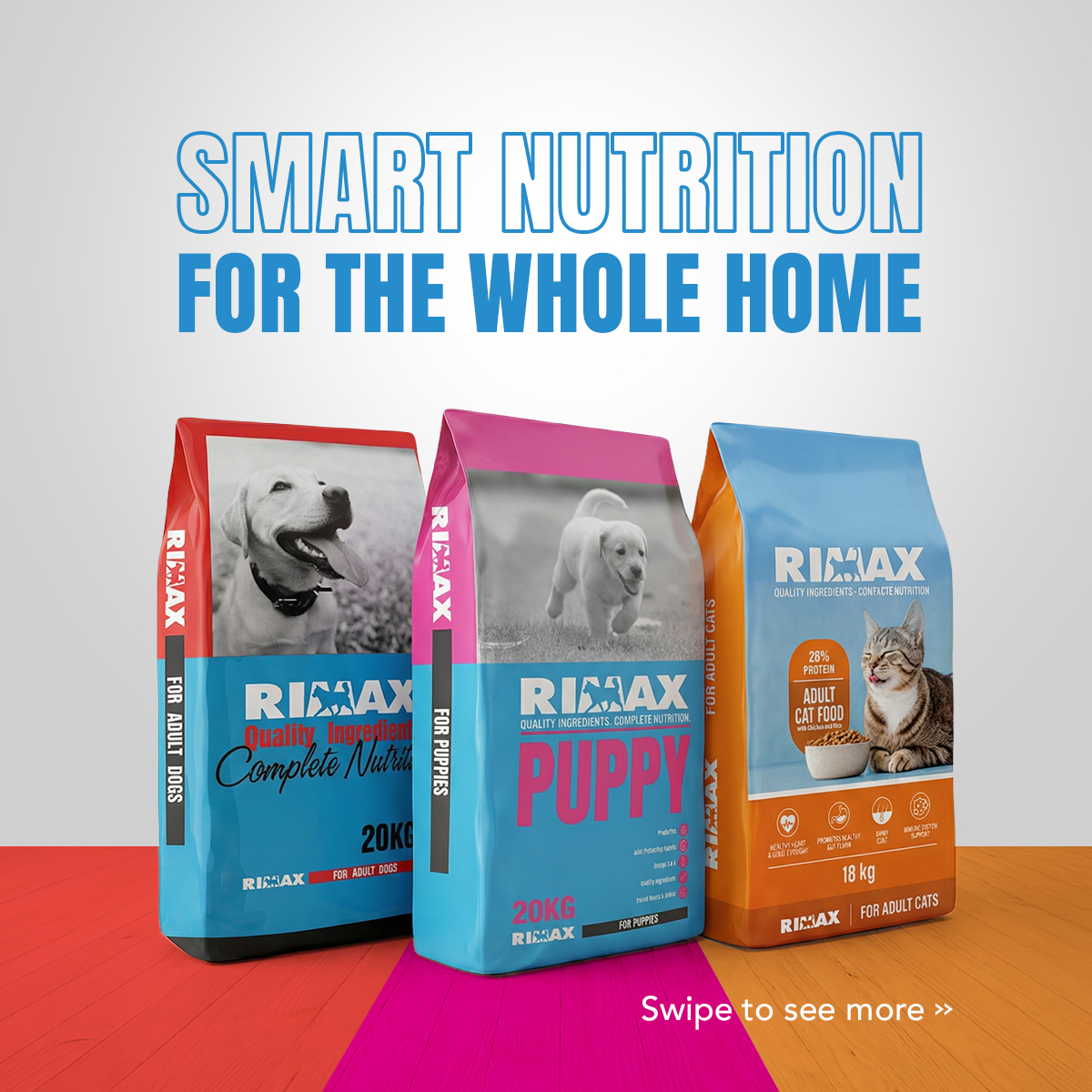 Rimax Dog Food Facebook ad: Every bag of Rimax is formulated by animal…
