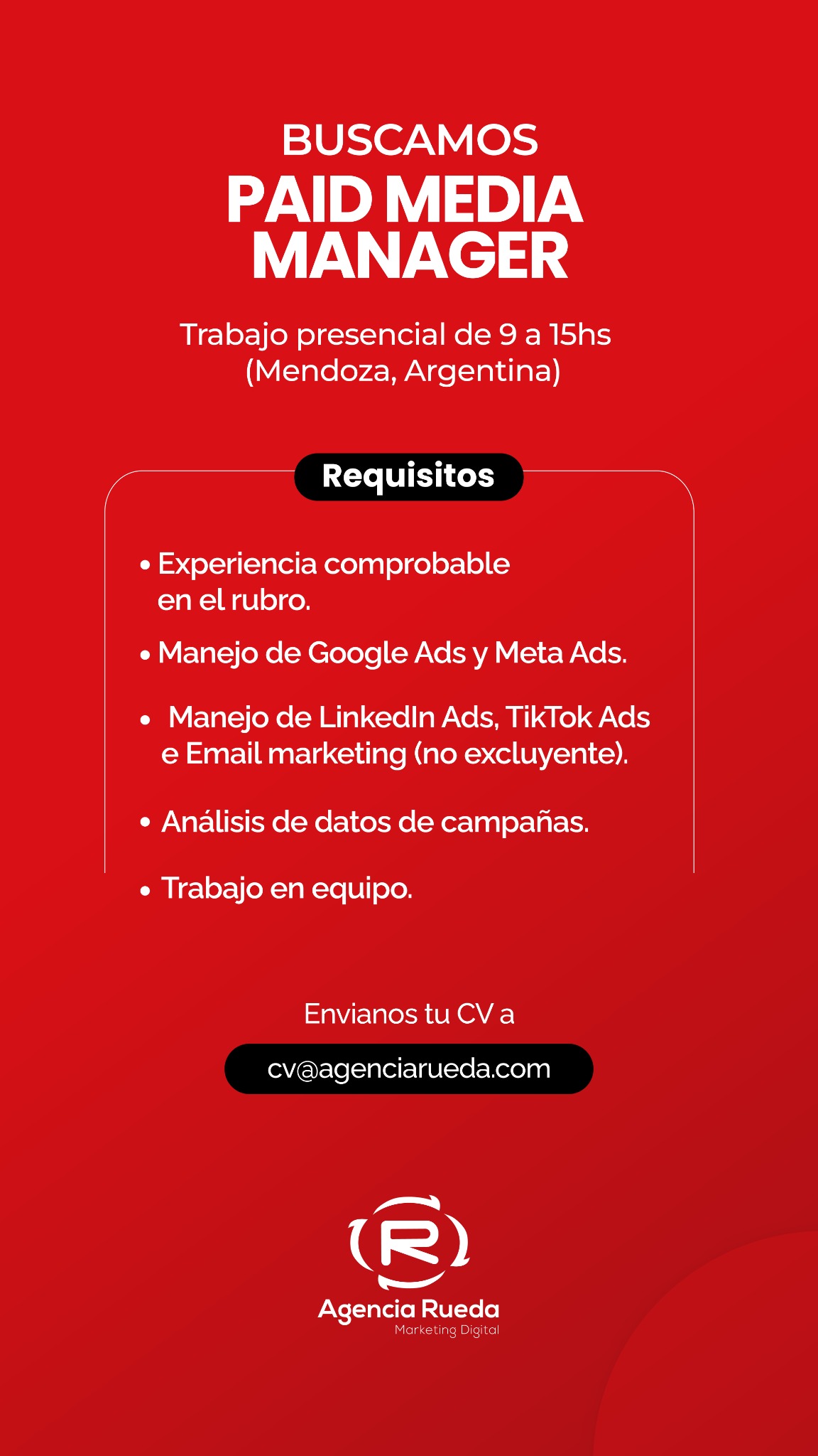 Agencia Rueda Facebook ad from Apr 29, 2025