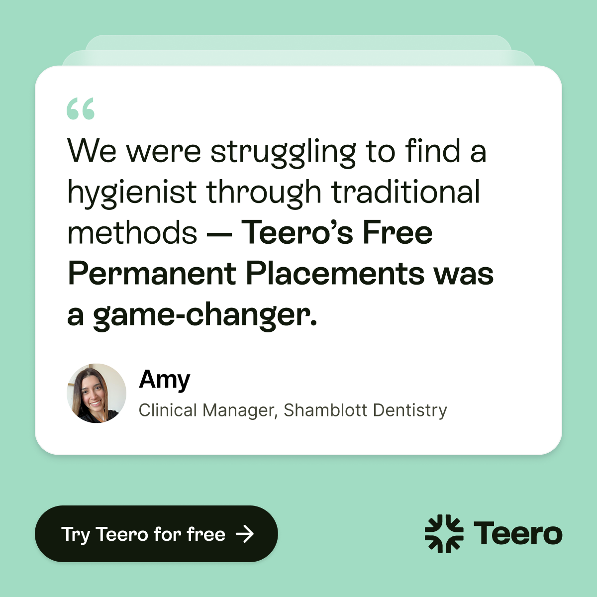 Teero Dental Facebook ad: Hiring headaches? Try Teero