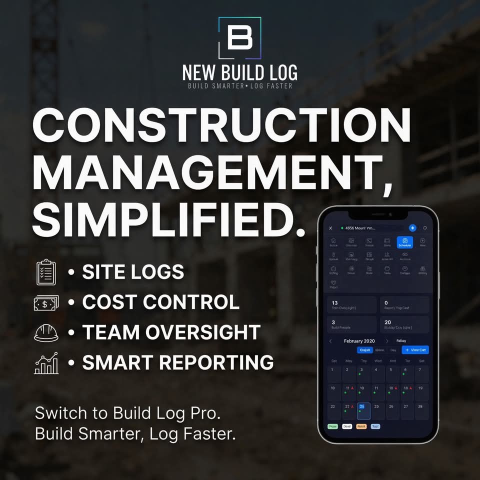 New Build Log Facebook ad: Construction management software for serious builders.