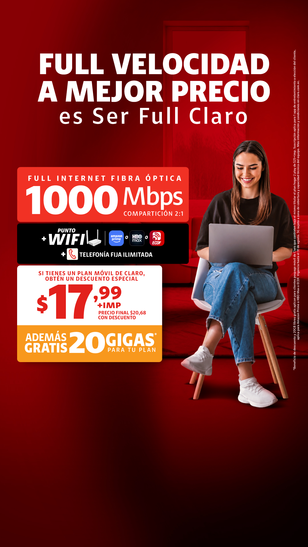 Claro Ecuador Facebook ad: Más beneficios por ser Claro​