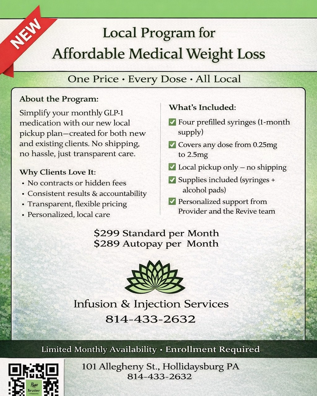 Revive Infusion & Injection Services Facebook ad: Our Local Pick Up Plan is open.