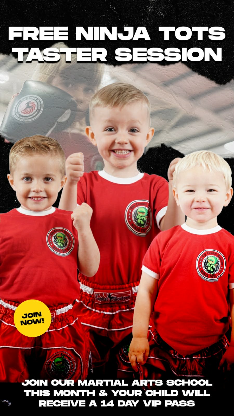 The Combat Academy Ninja Tots - Burton Facebook ad from Mar 2, 2026