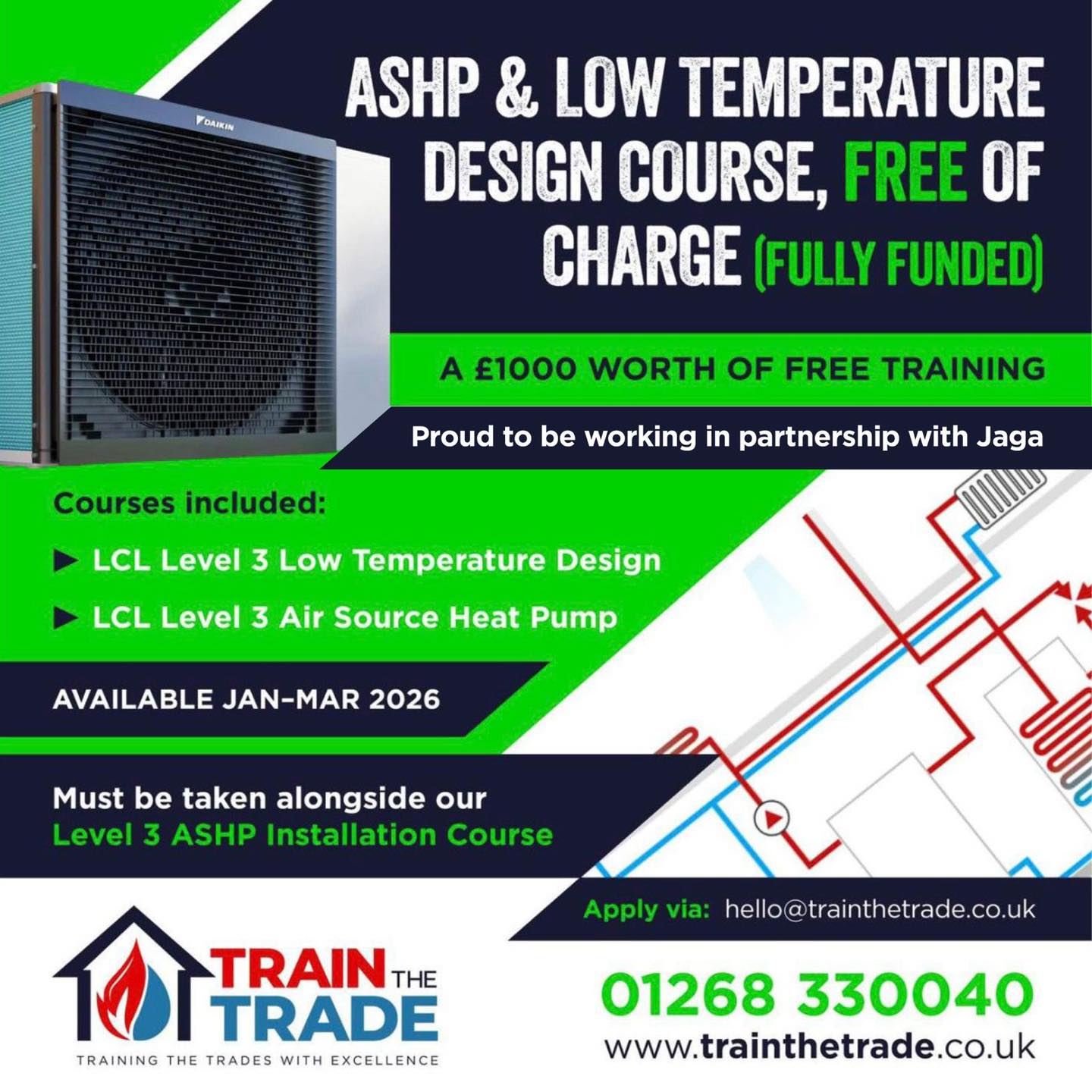 Train The Trade Facebook ad: Heat Pump Installation & Design Training in Essex