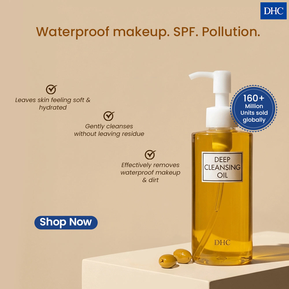 DHC India Facebook ad: Transform your skincare routine with DHC Deep Cleansing Oil!