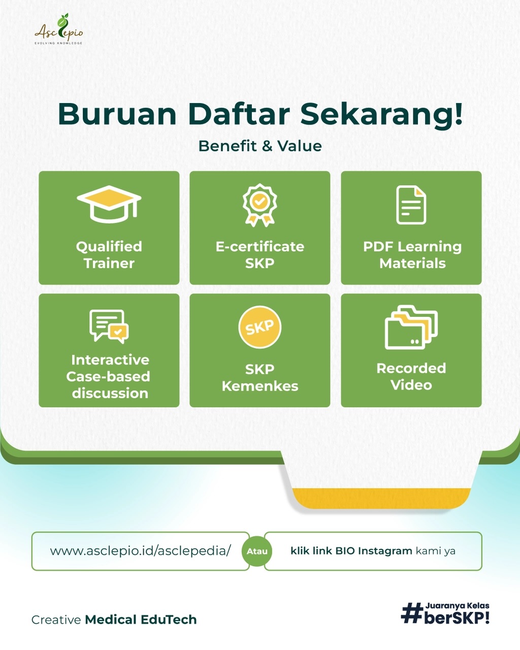 Asclepio Masterclass Platform Kedokteran Facebook ad: Asclepio Masterclass Poliklinis