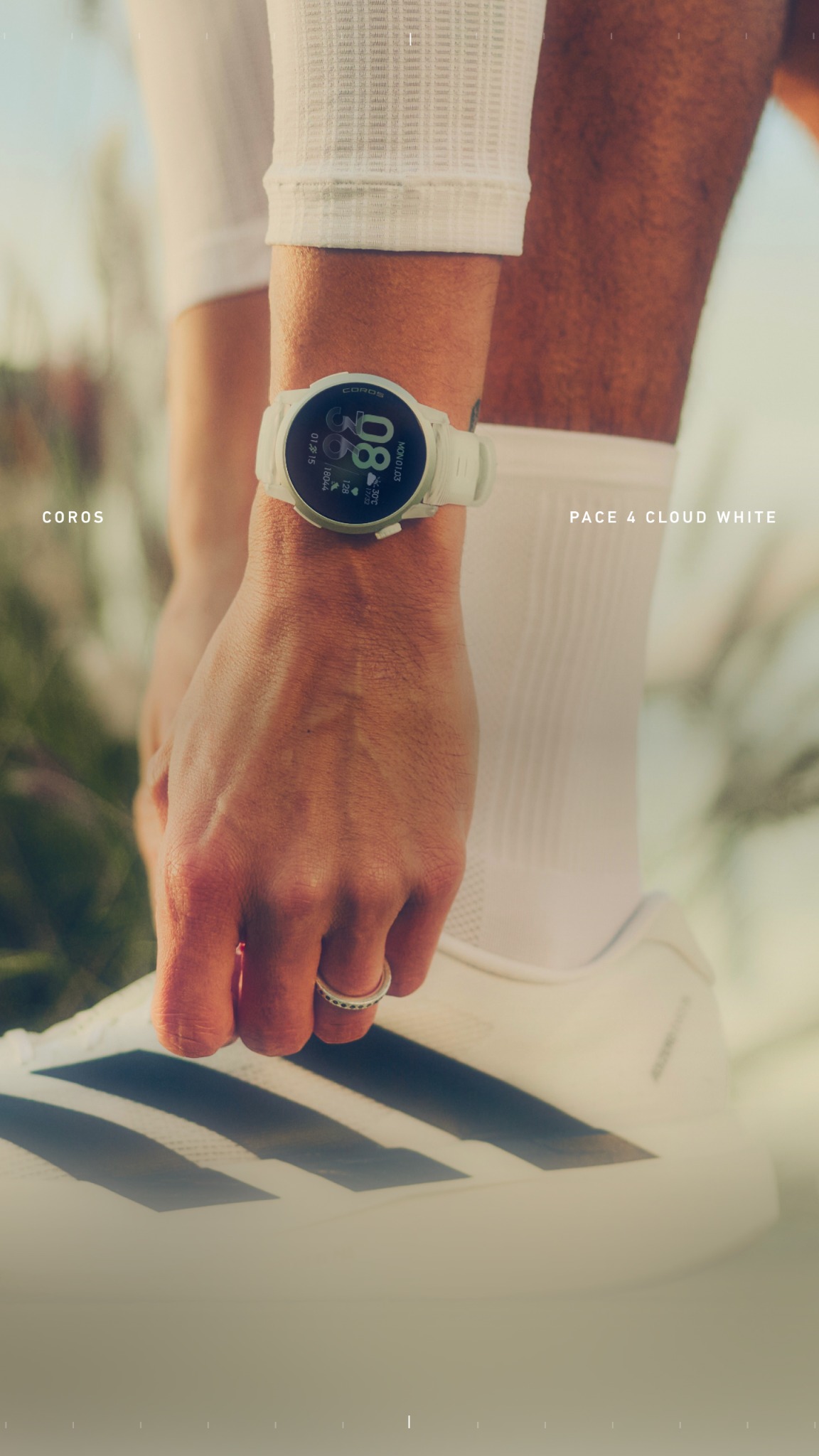 COROS Facebook ad: Introducing COROS PACE 4 Cloud White.