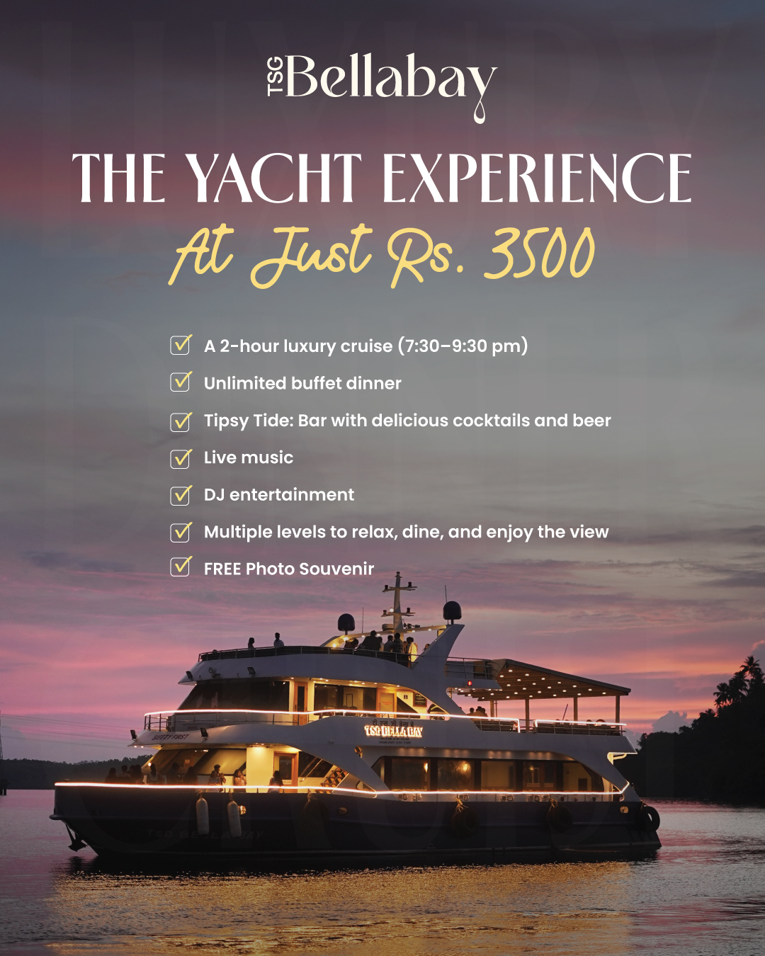 TSG BellaBay Facebook ad: Luxury Yacht Experience at an Incredible Price