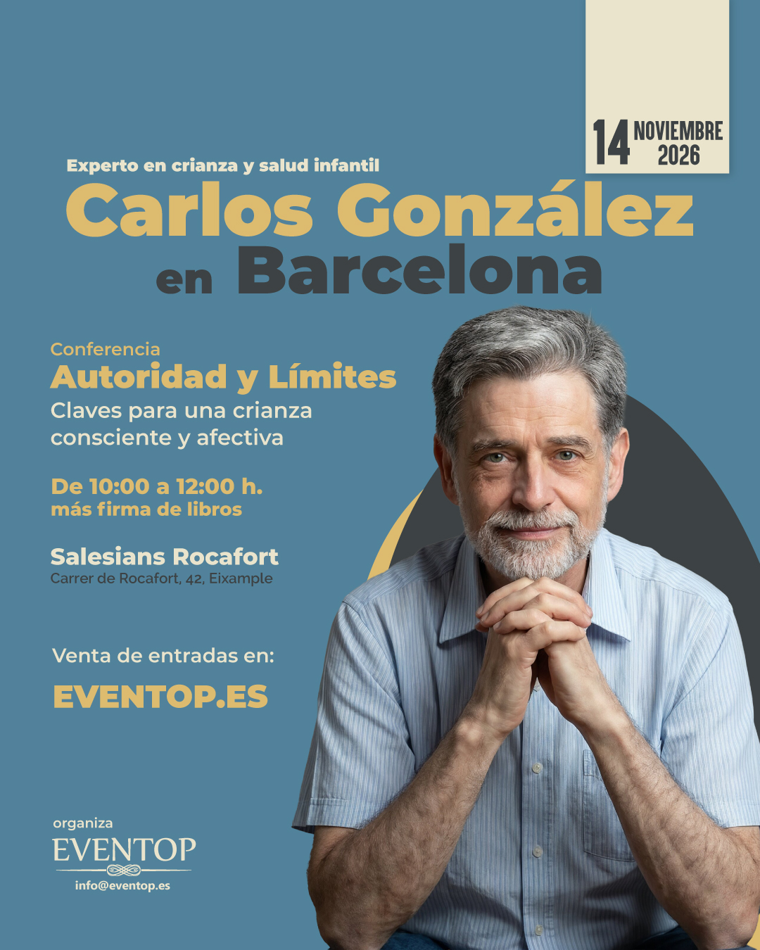 Eventop Facebook ad: Carlos González en Barcelona, con la conferencia Autoridad…