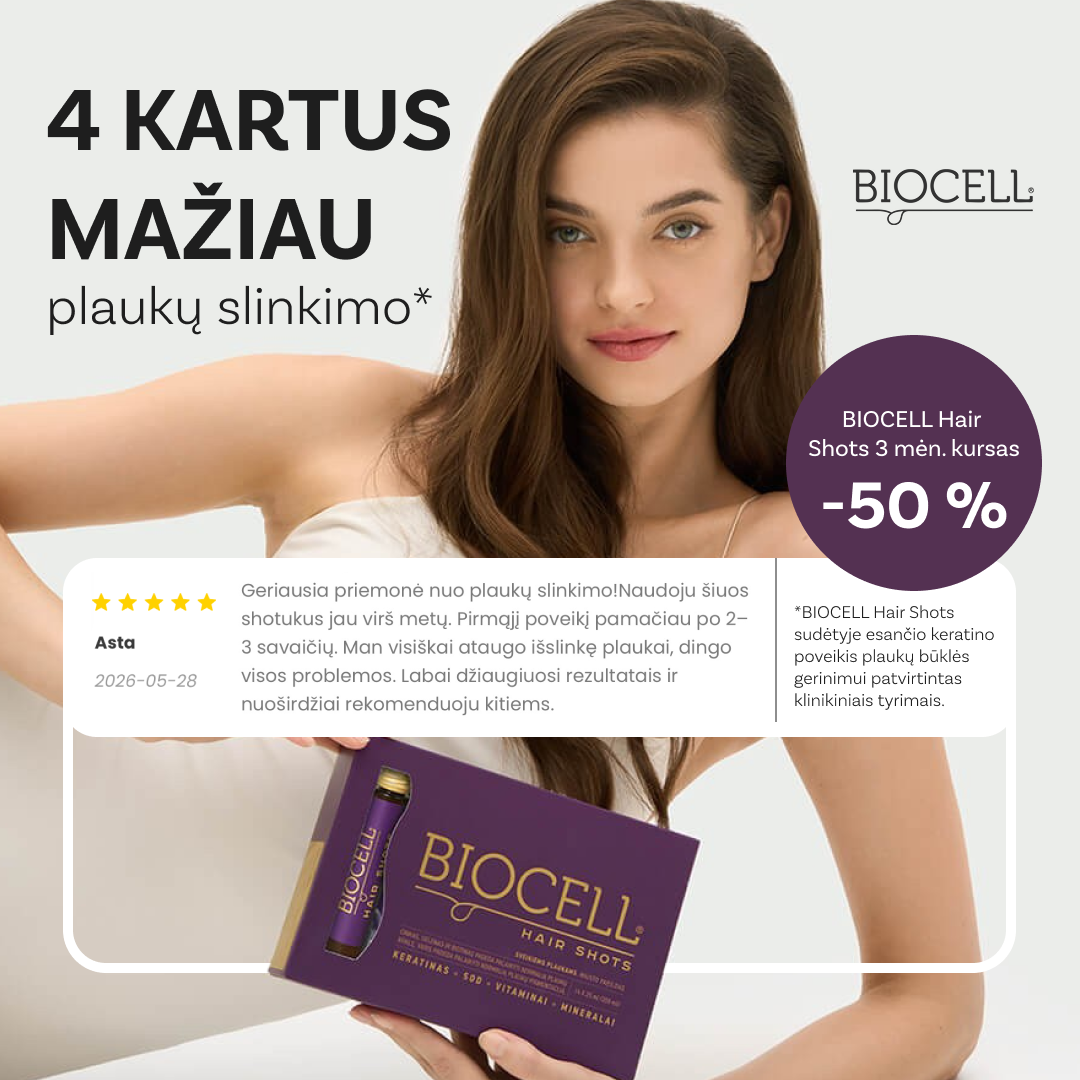 BIOCELL Lietuva Facebook ad: Plaukai silpni, sausi, lūžinėja?