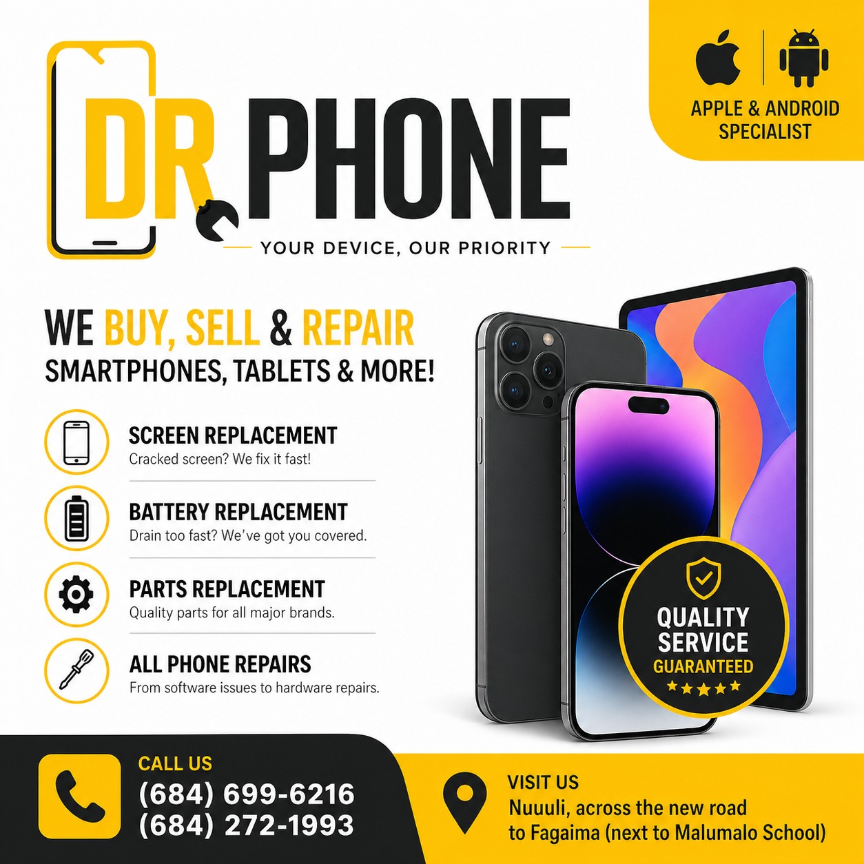 Dr Phone Facebook ad: PHONE BROKEN? SCREEN CRACKED?