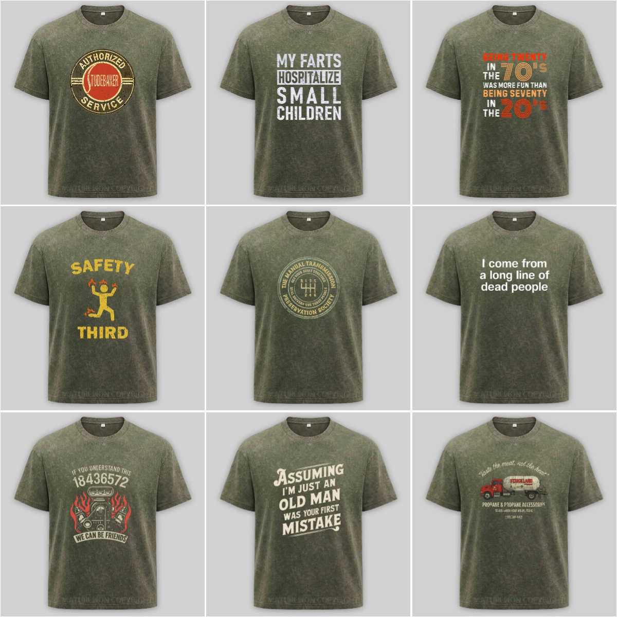 Maturelion Funny Clothing Facebook ad: Every shirt = a punchline.