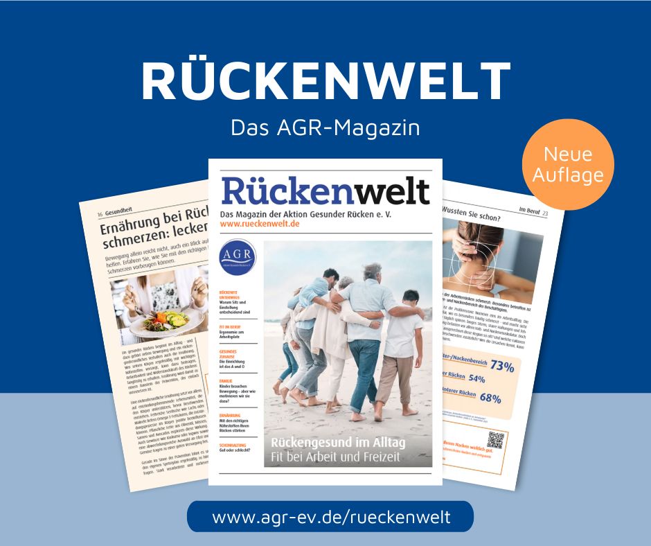 Aktion Gesunder Rücken (AGR) e.V. Facebook ad: Die neue RÜCKENWELT ist da!