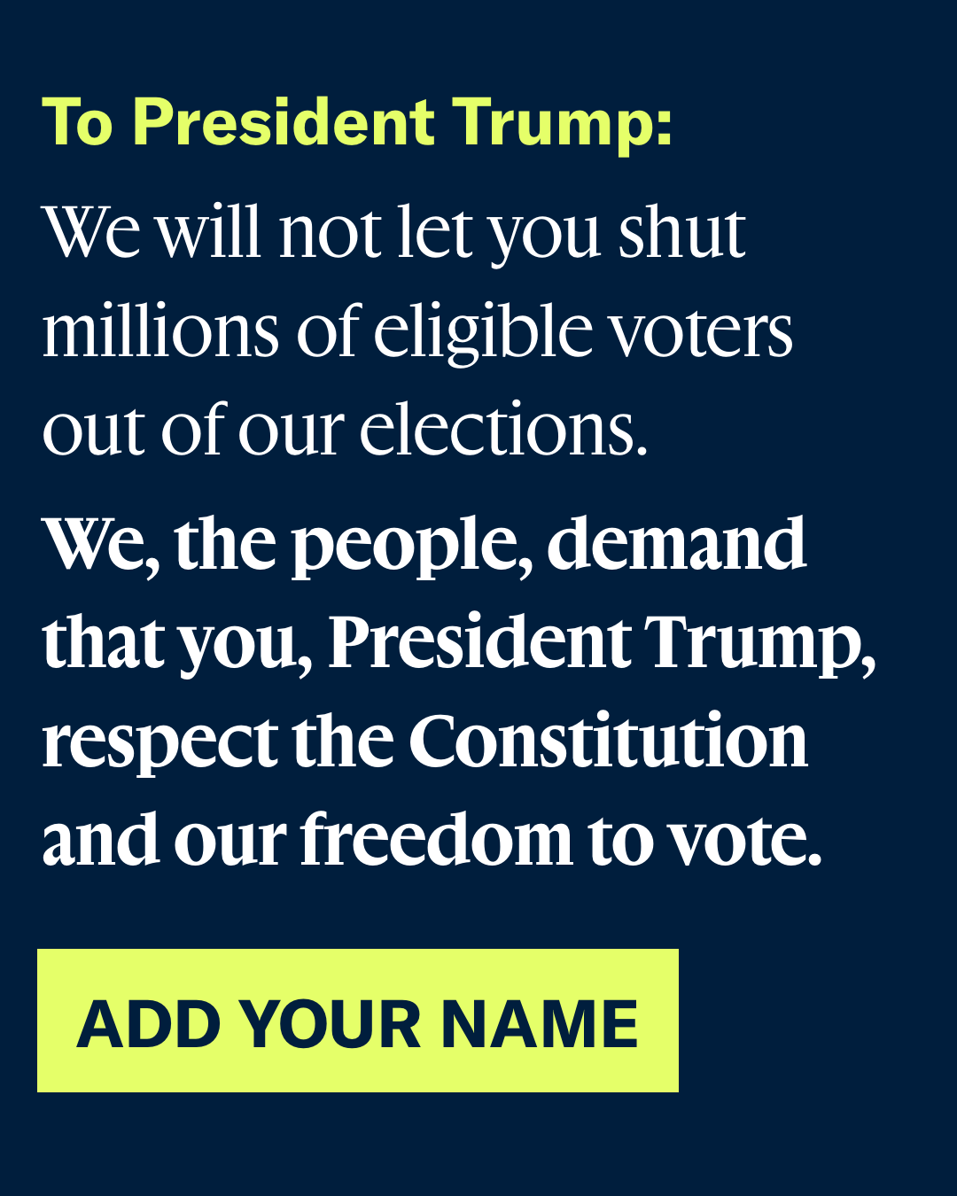 ACLU Facebook ad: Take Action >>
