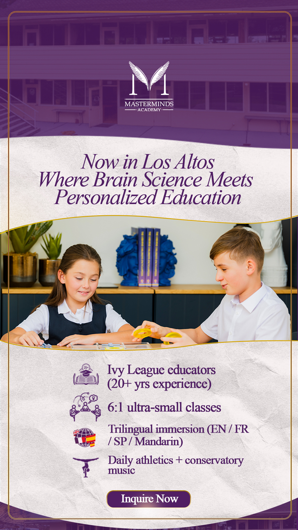 Masterminds Academy Facebook ad from Mar 6, 2026