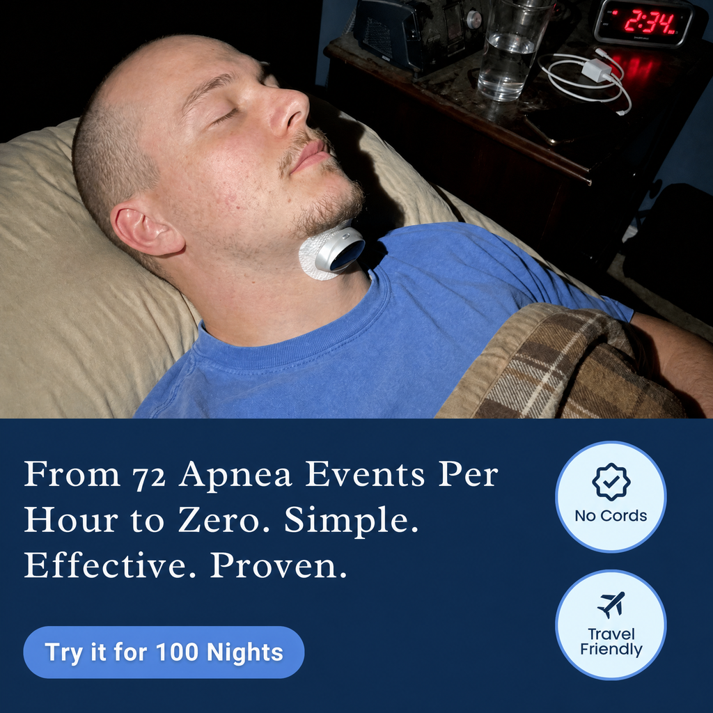 SleepEase Facebook ad: From 72 apnea events to zero. Simple