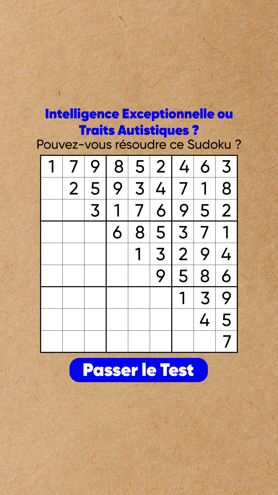 International IQ test Facebook ad