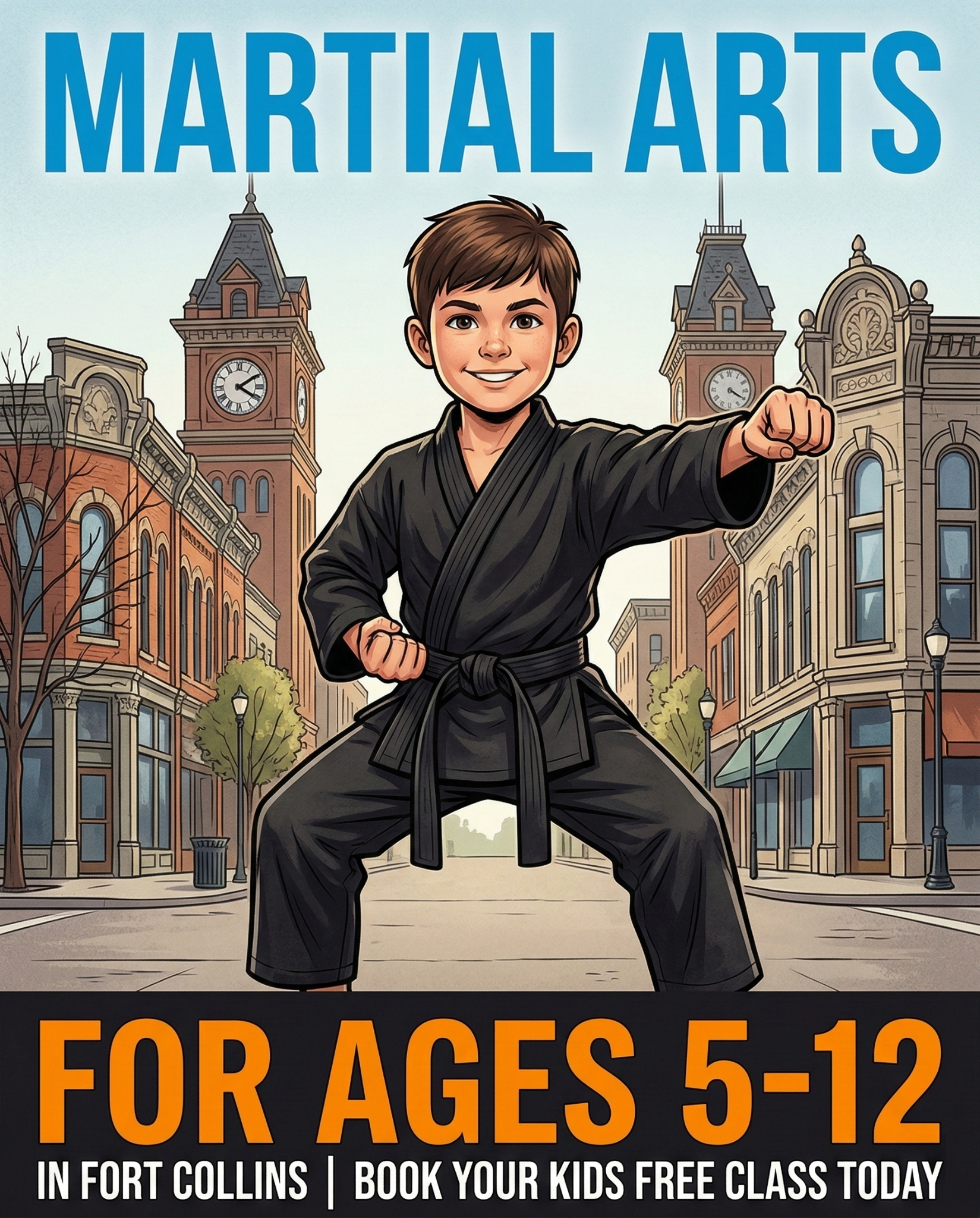 Total Ryu Martial Arts Facebook ad: Free Kids Martial Arts Class in Fort Collins