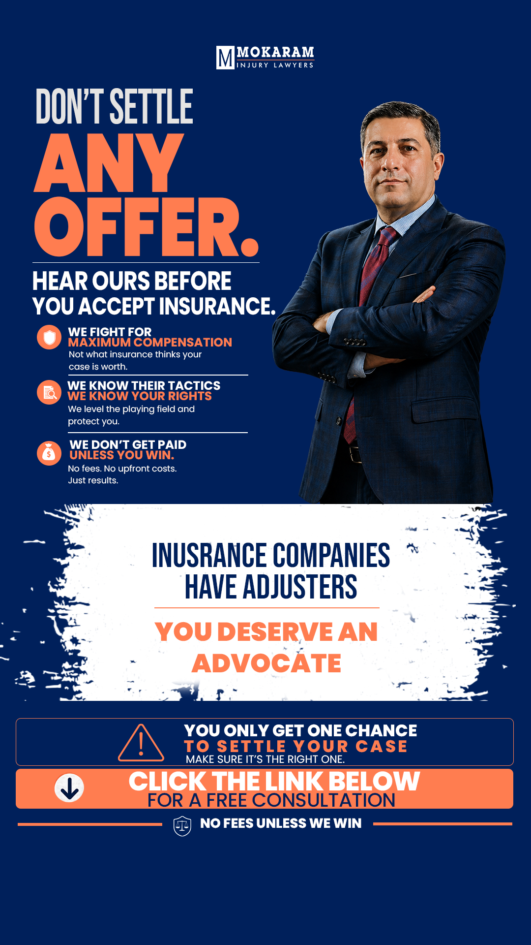 Mokaram Injury Lawyers Facebook ad from May 14, 2026