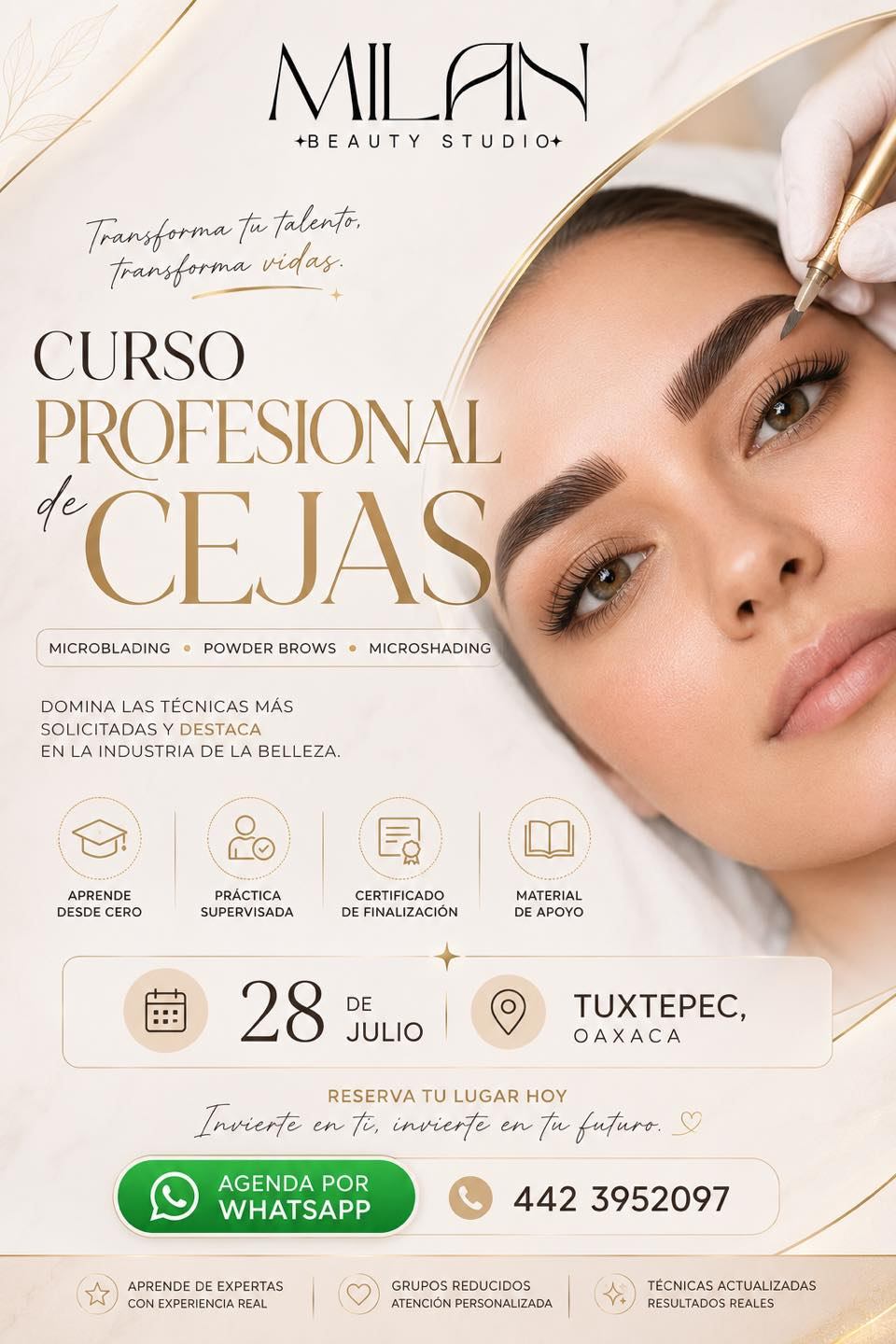 Beauty Studio Milán Facebook ad: Convierte en especialista en Cejas y comienza a…