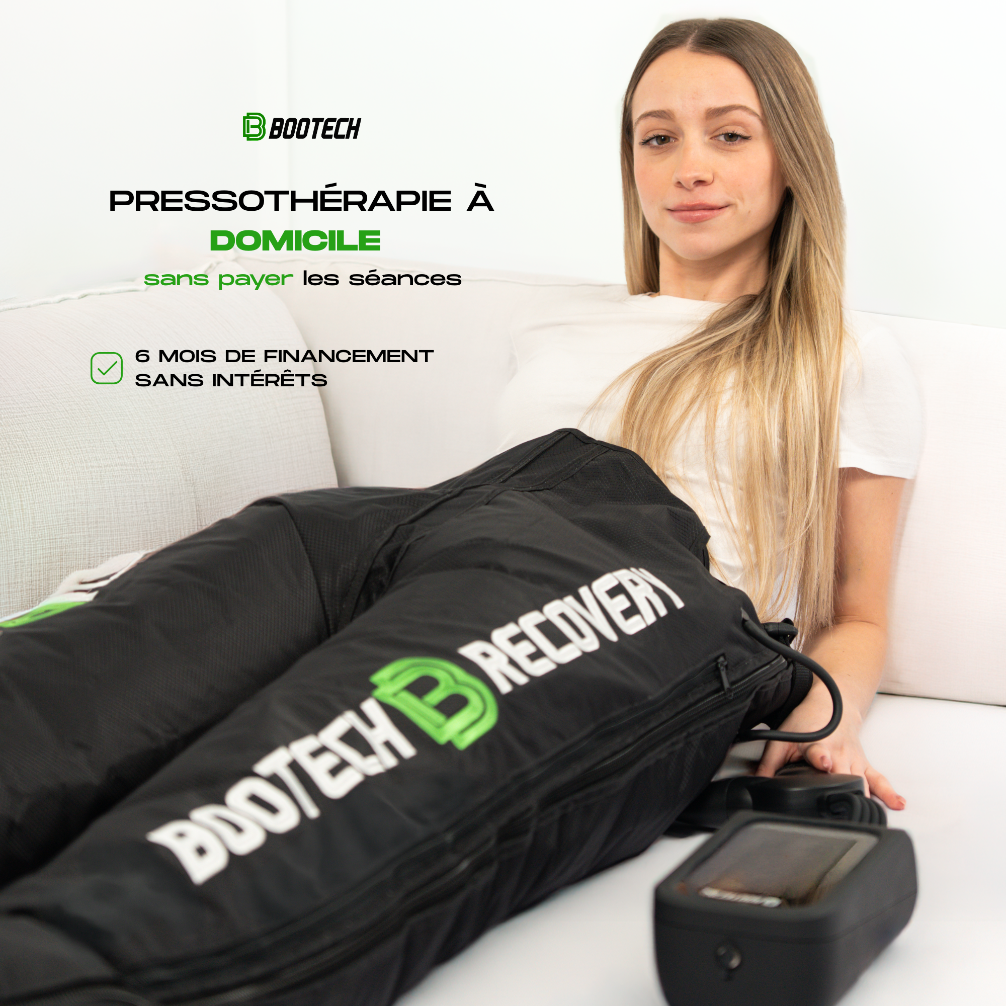 Bootech Facebook ad: Essayez gratuitement la pressothérapie pendant 30 jours
